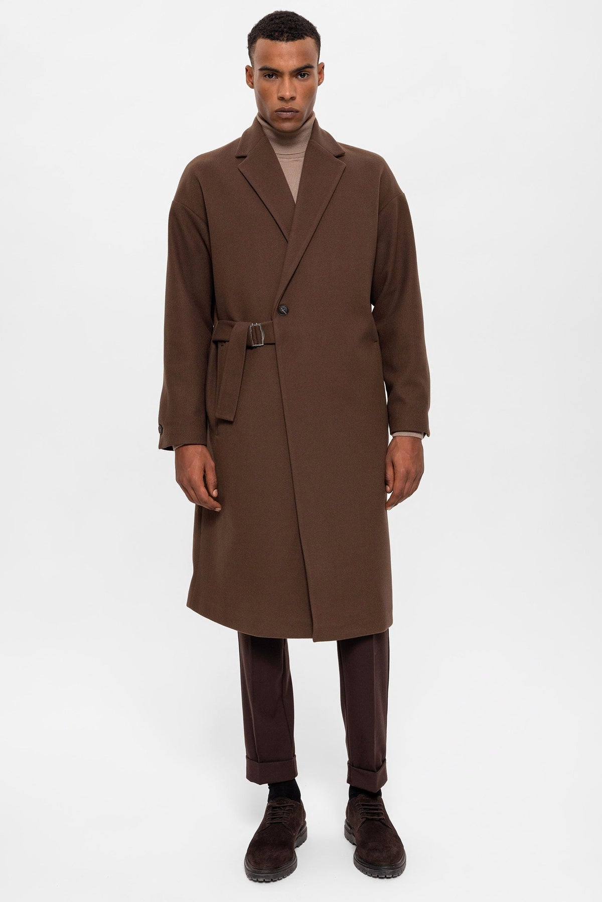 Oversized Men's Coat with a Belt