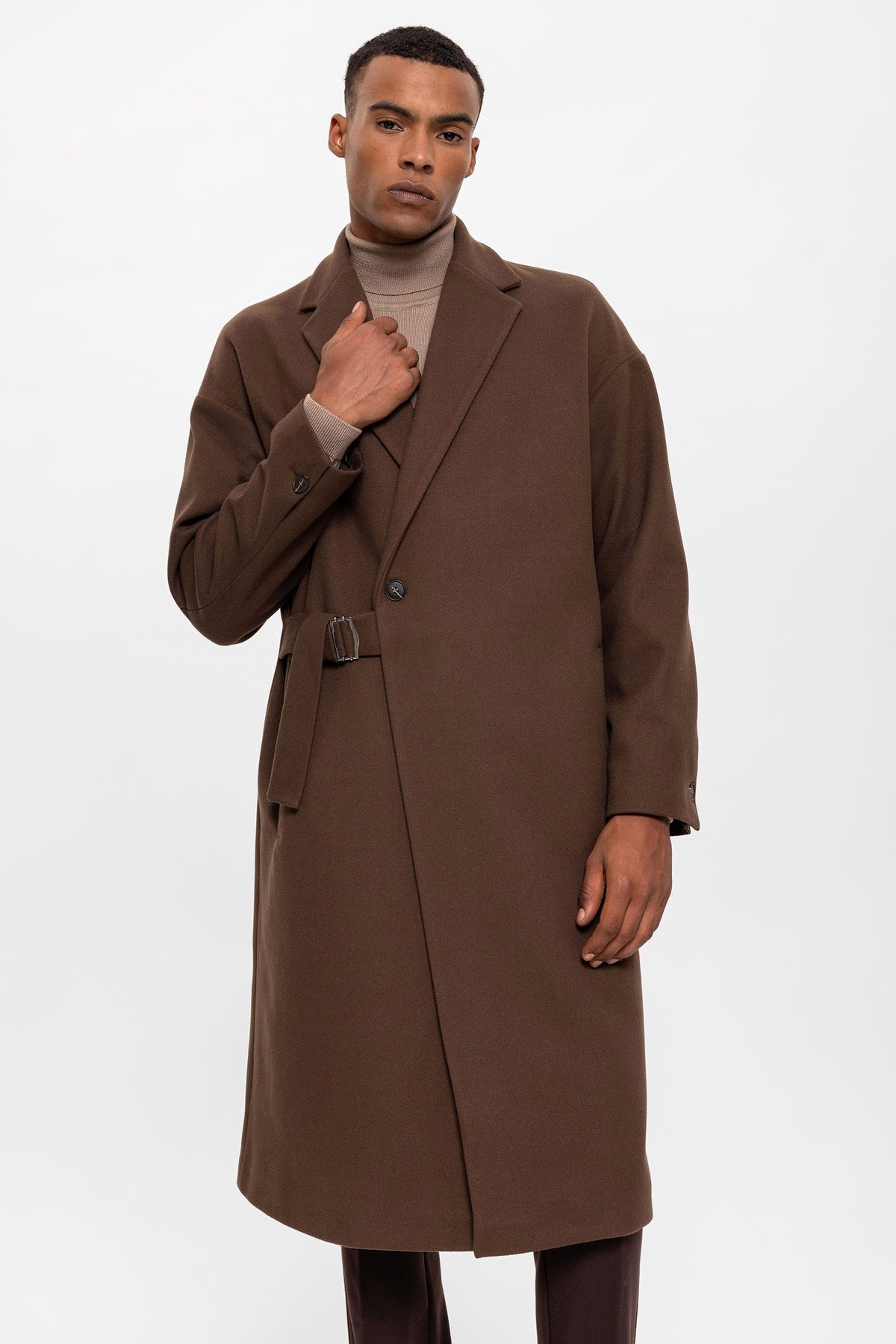 Oversized Men's Coat with a Belt