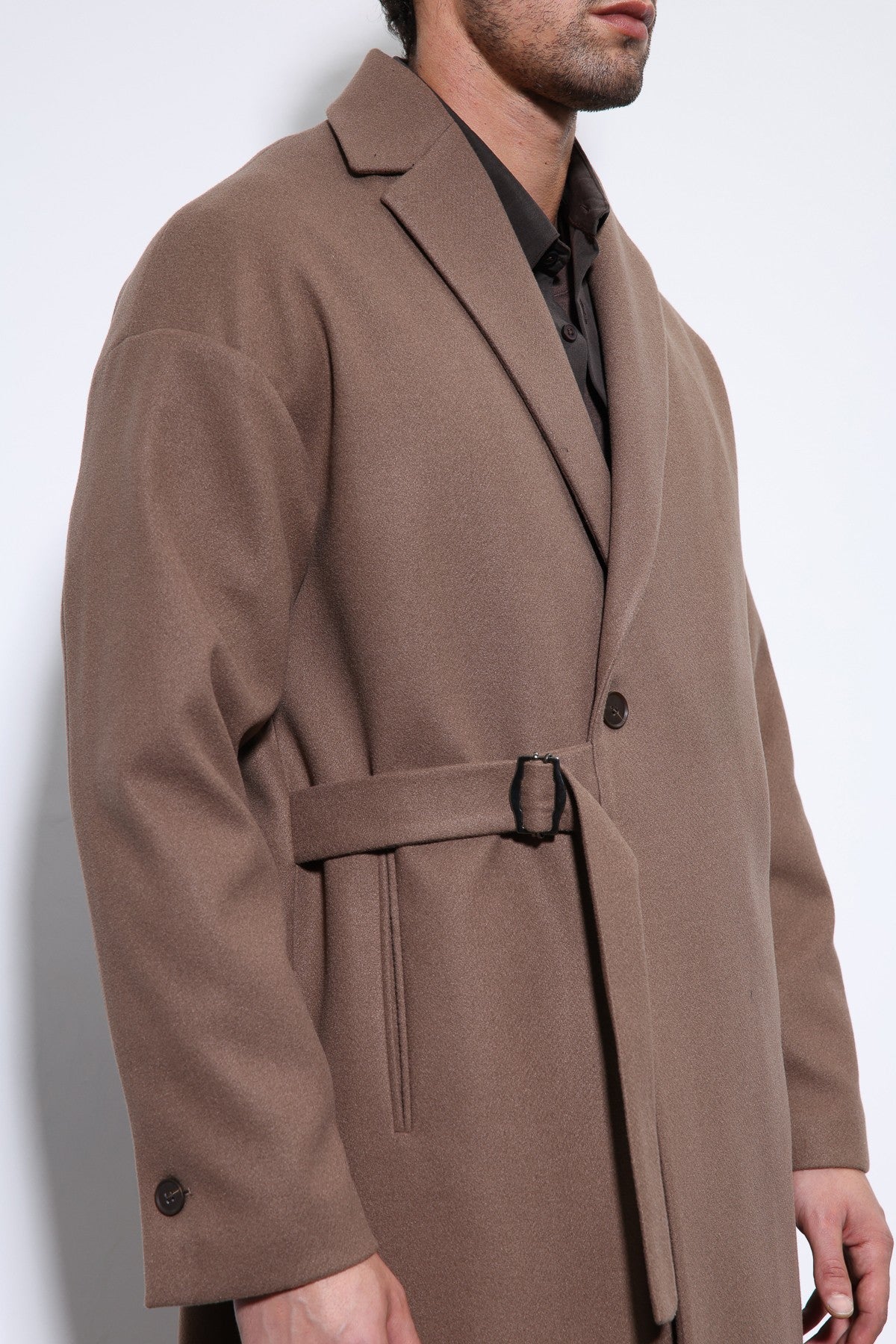Oversized Men's Coat with a Belt