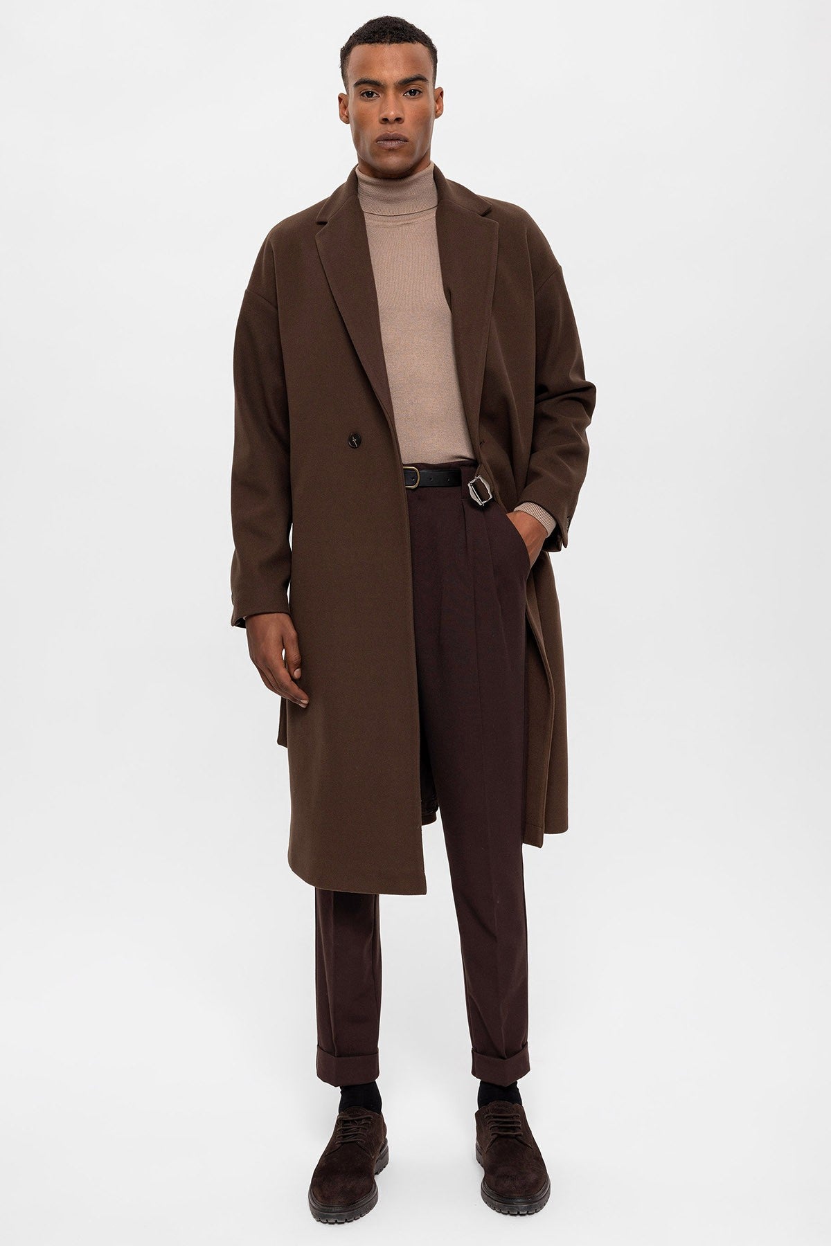 Oversized Men's Coat with a Belt