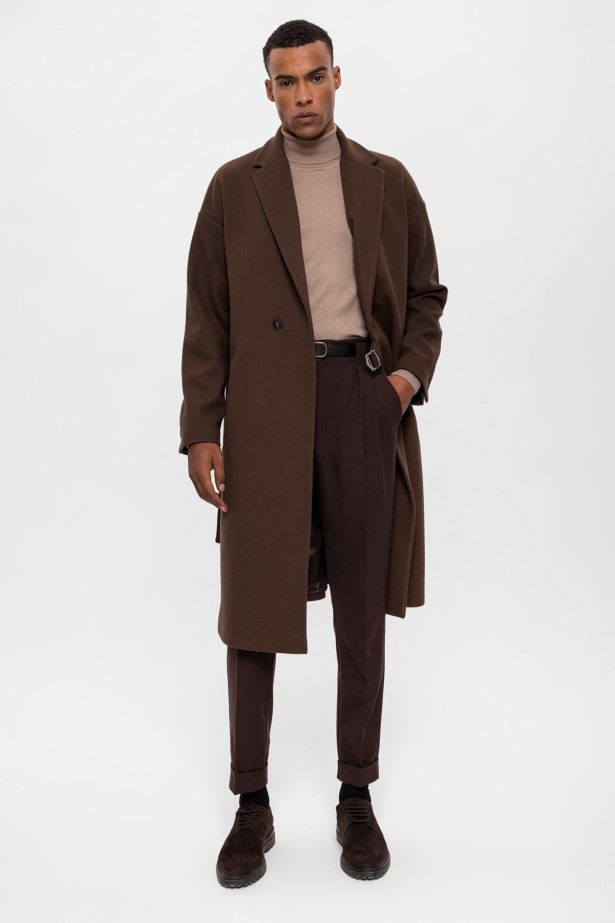 Oversized Men's Coat with a Belt