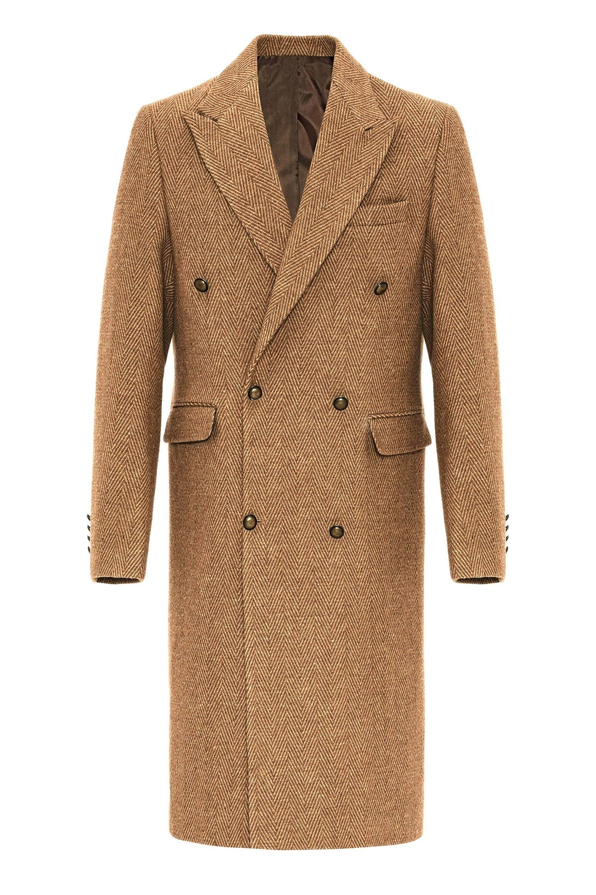 Antioch Herringbone-Patterned Double-Breasted Men's Coat