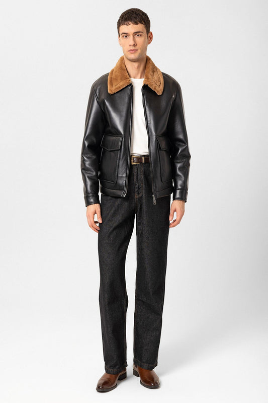 Antioch Astar Detailed Faux Leather Jacket
