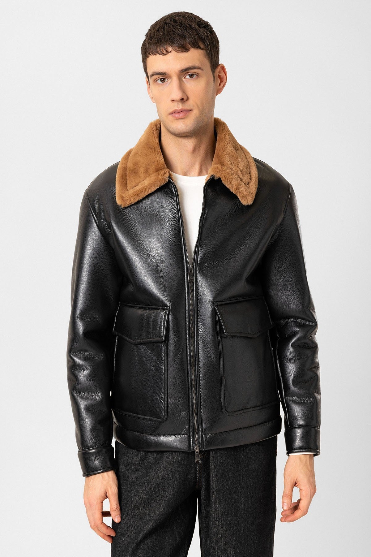 Antioch Astar Detailed Faux Leather Jacket