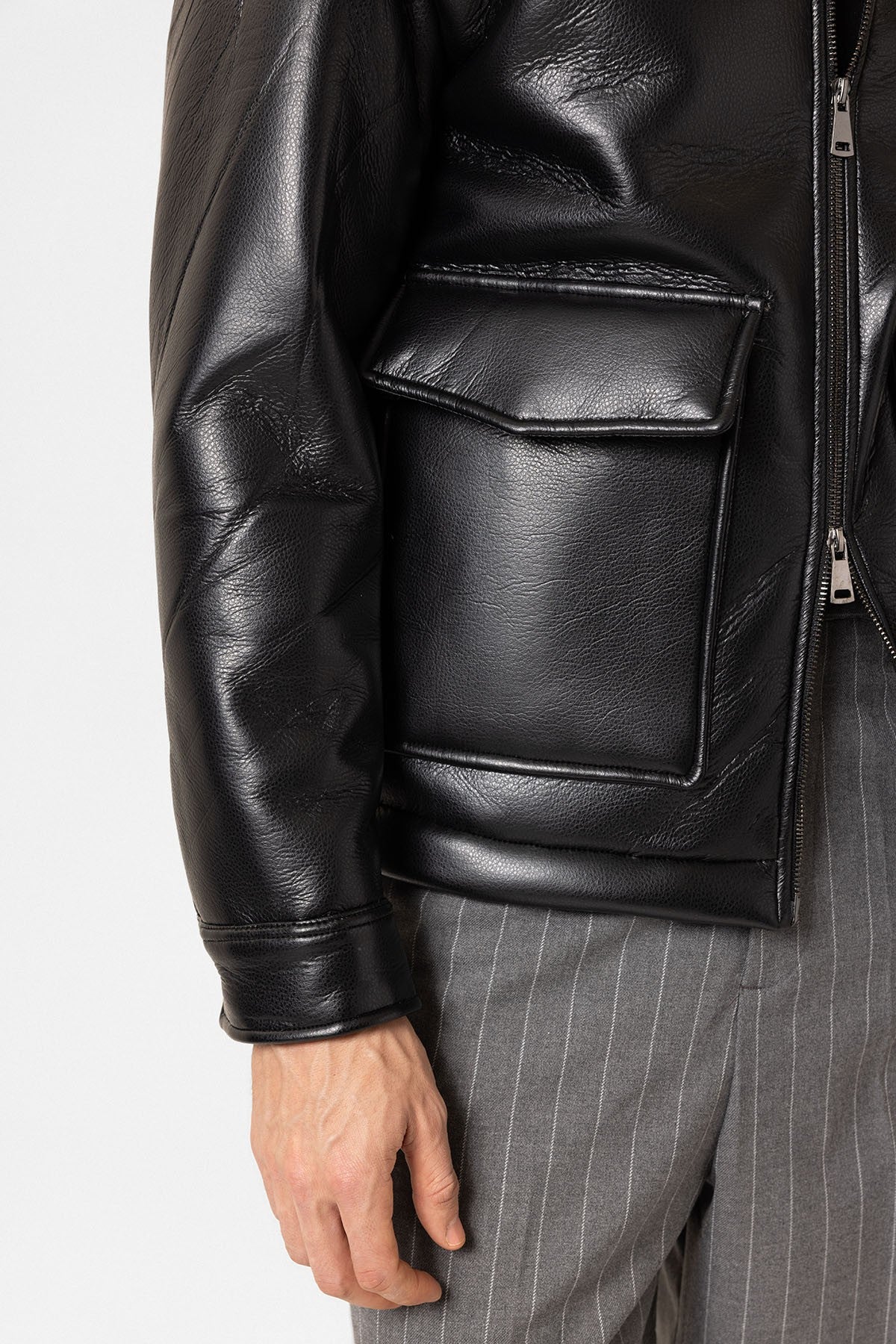 Antioch Astar Detailed Faux Leather Jacket