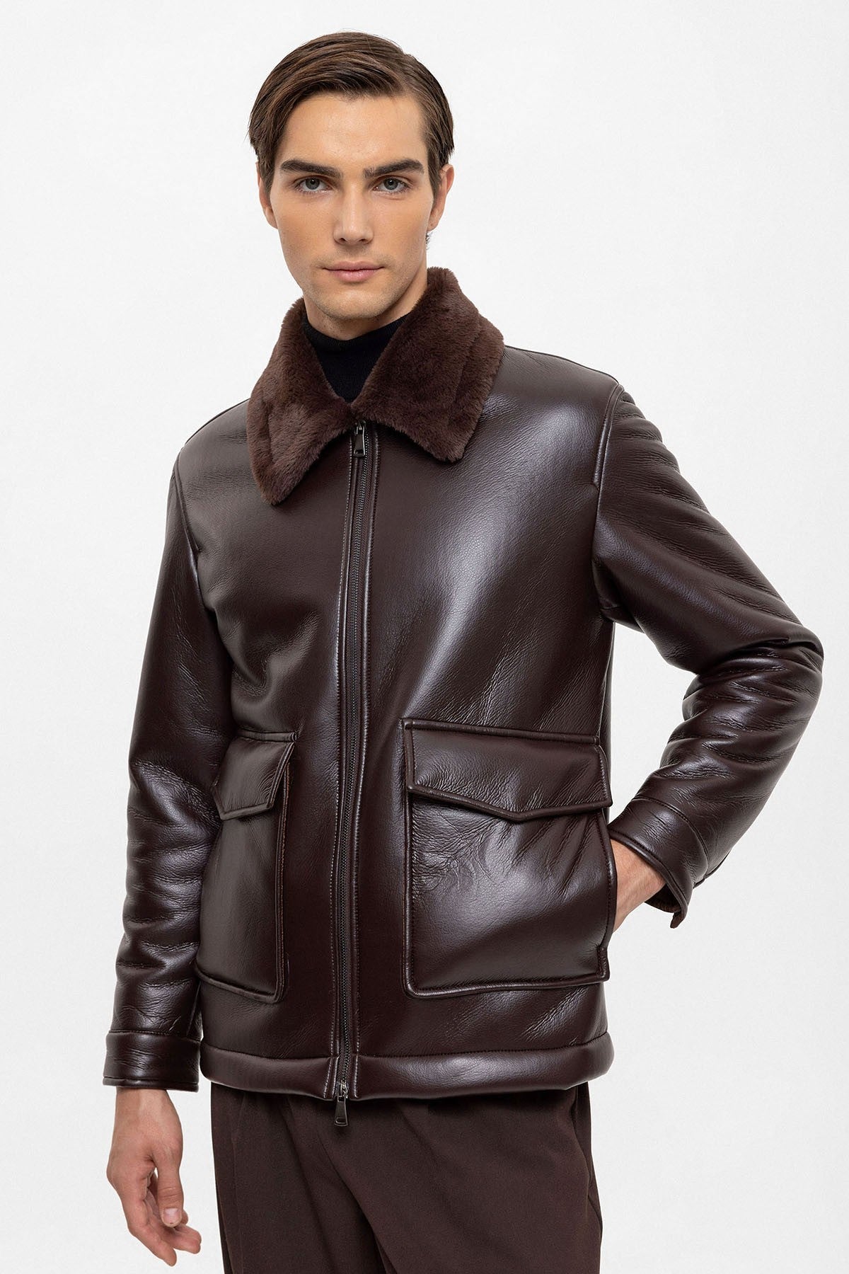 Antioch Astar Detailed Faux Leather Jacket
