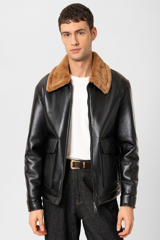 Antioch Astar Detailed Faux Leather Jacket