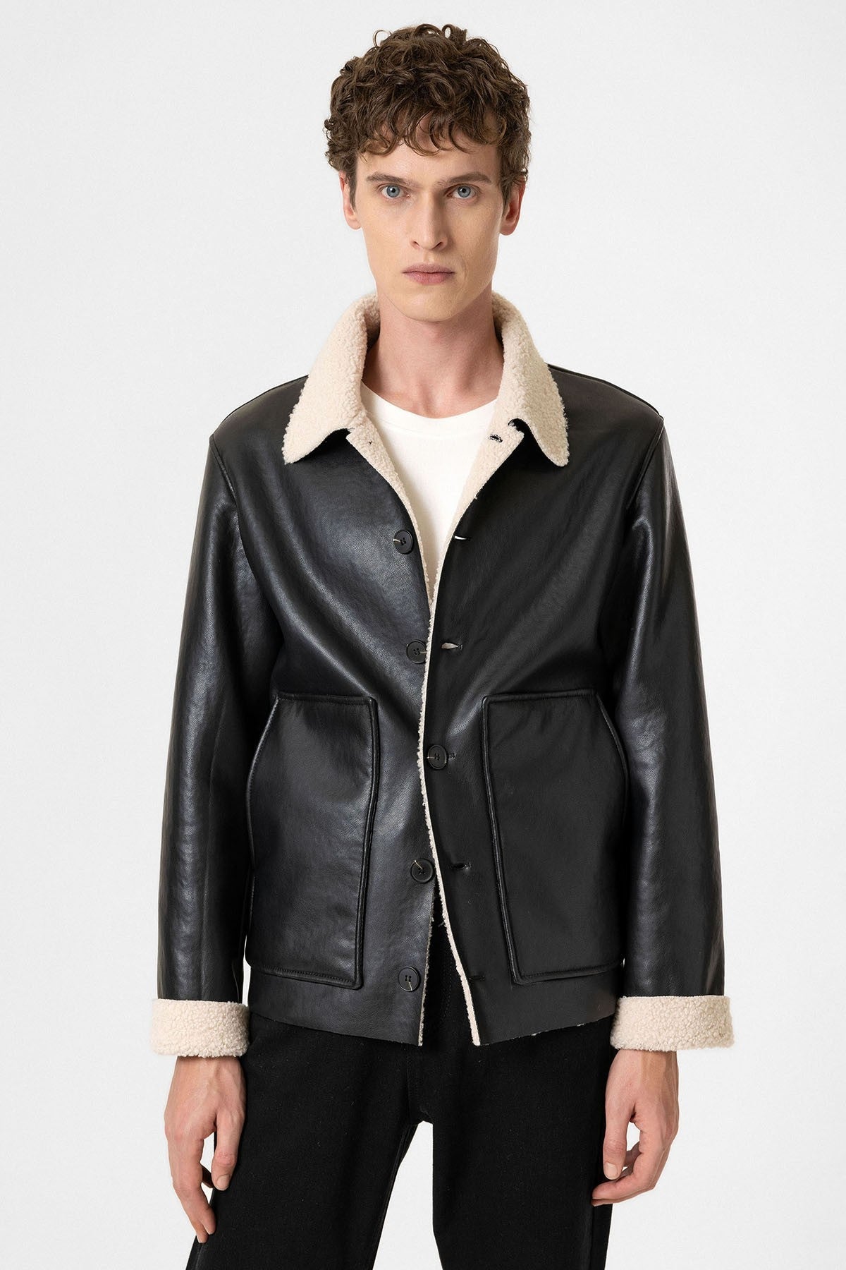 Antioch Astar Detailed Faux Leather Men's Jacket