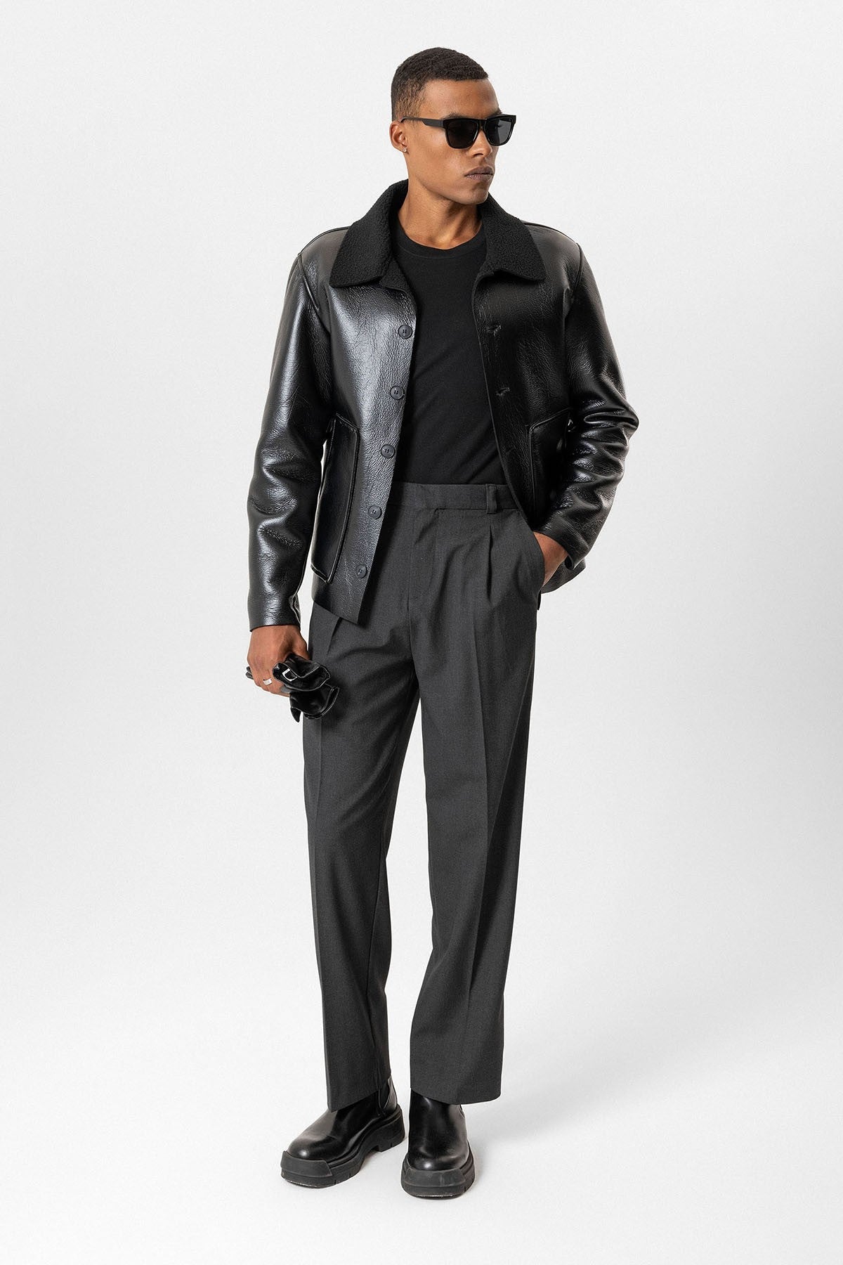 Antioch Astar Detailed Faux Leather Men's Jacket