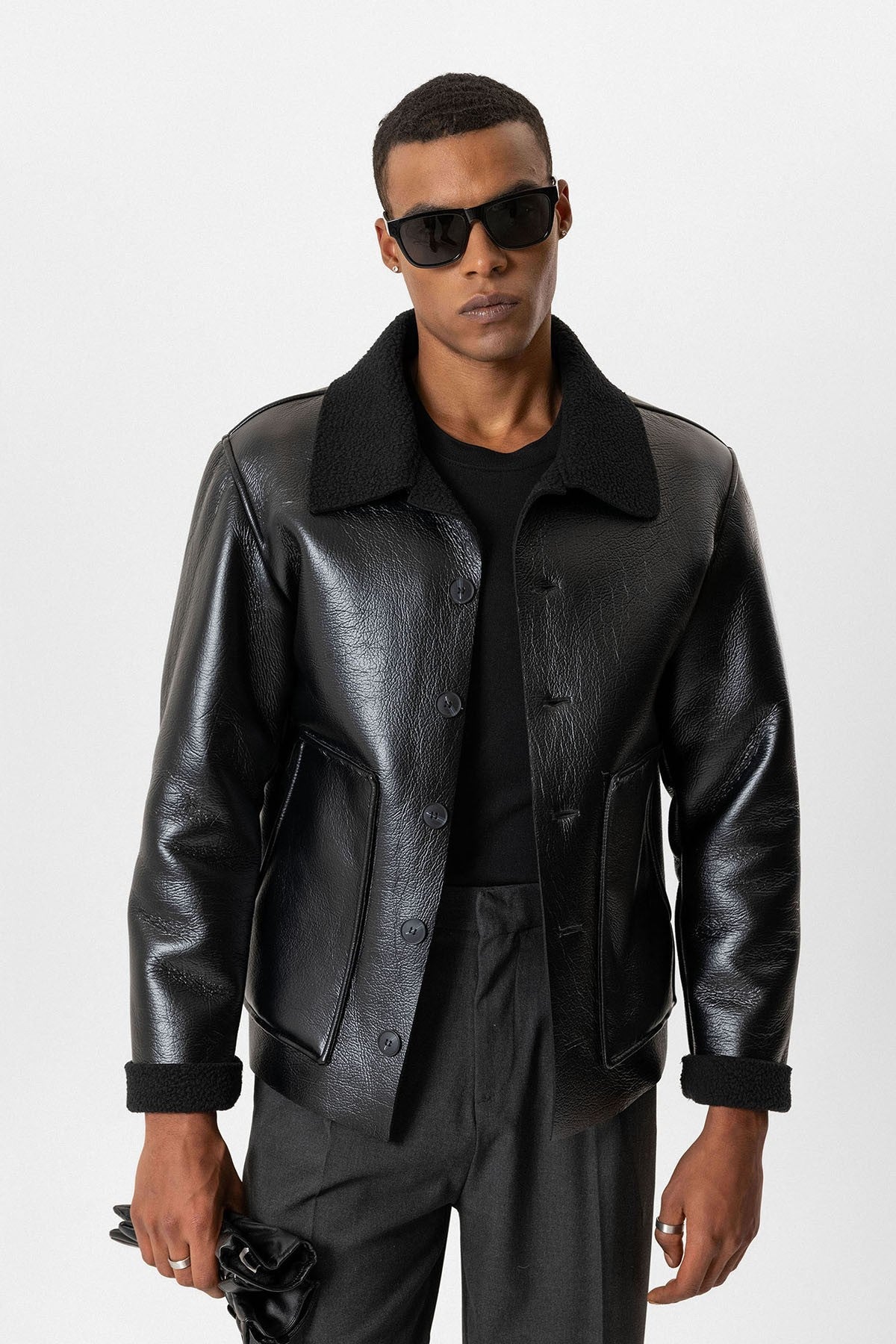 Antioch Astar Detailed Faux Leather Men's Jacket
