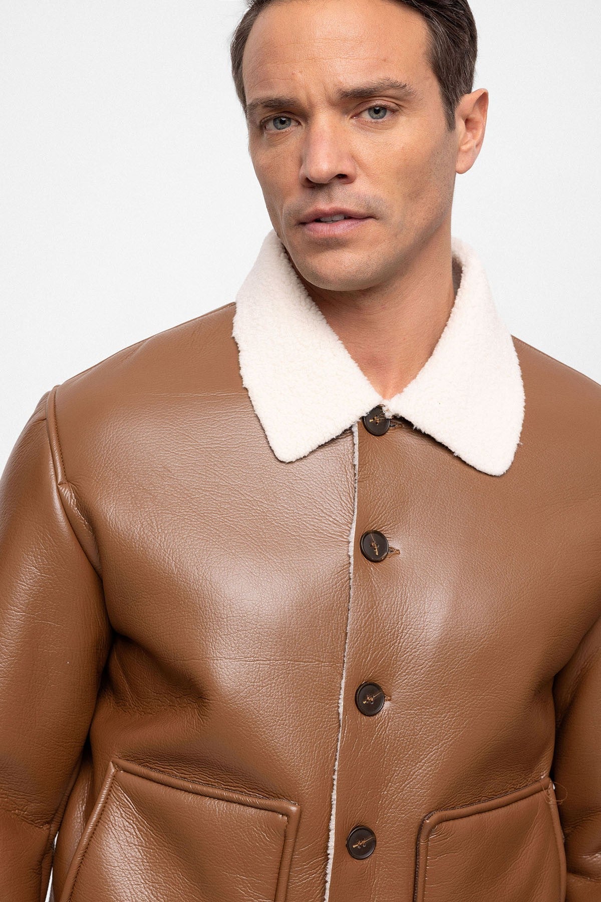 Antioch Astar Detailed Faux Leather Men's Jacket