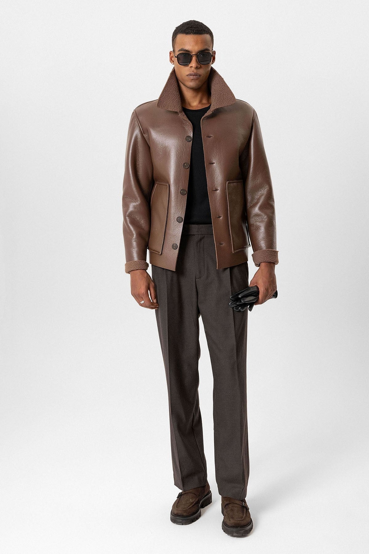 Antioch Astar Detailed Faux Leather Men's Jacket