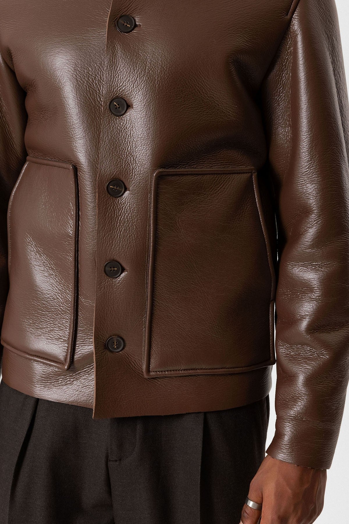 Antioch Astar Detailed Faux Leather Men's Jacket