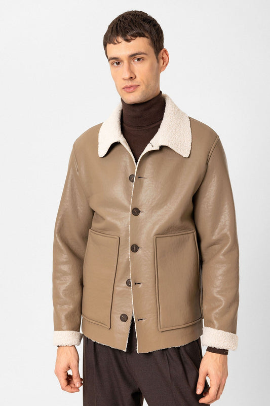 Antioch Astar Detailed Faux Leather Men's Jacket