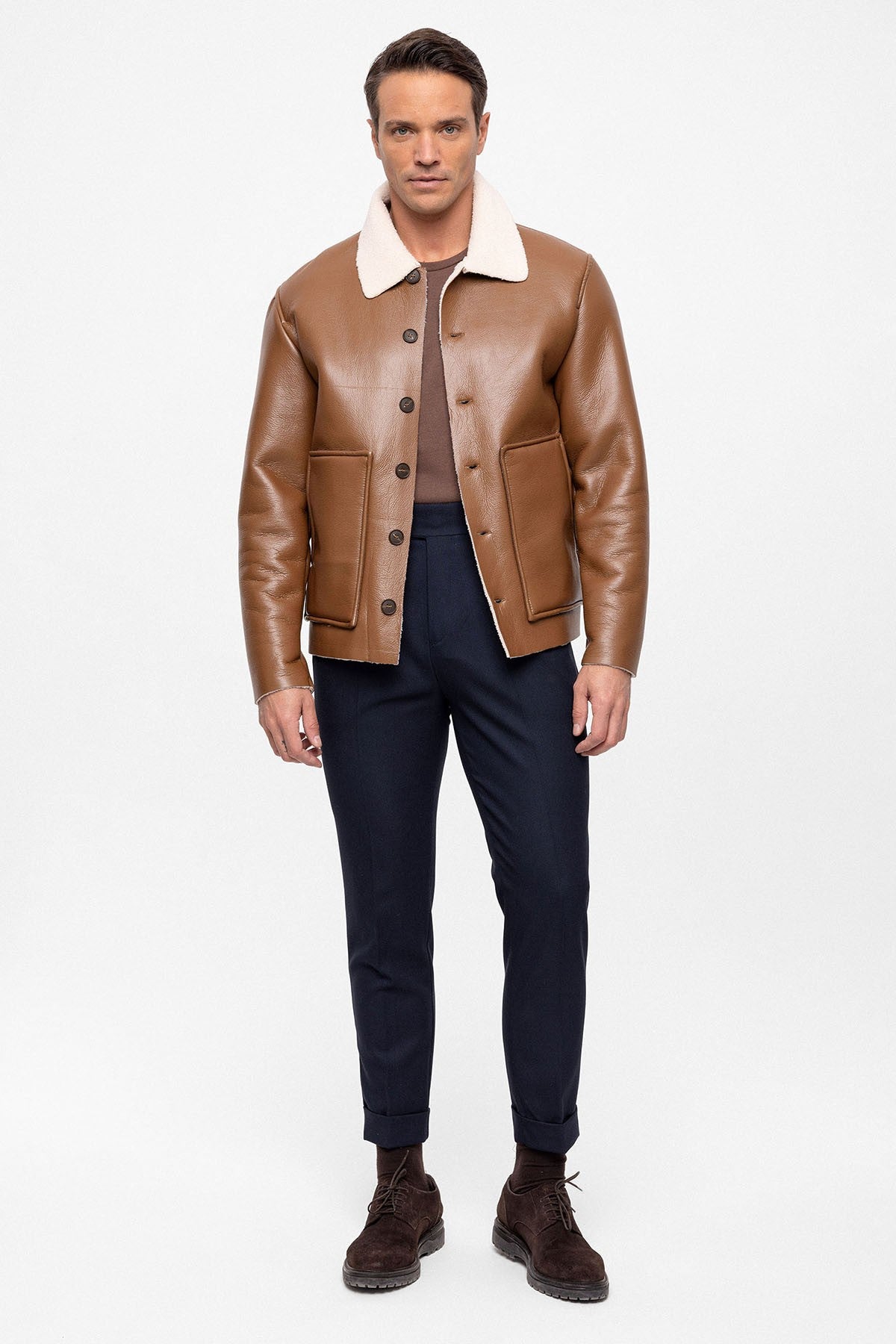 Antioch Astar Detailed Faux Leather Men's Jacket