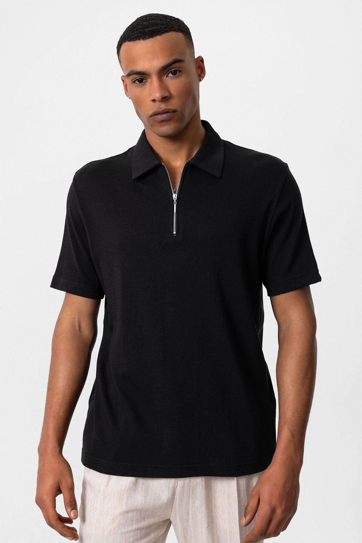 Antioch Polo-Neck Zipper Men's T-Shirt