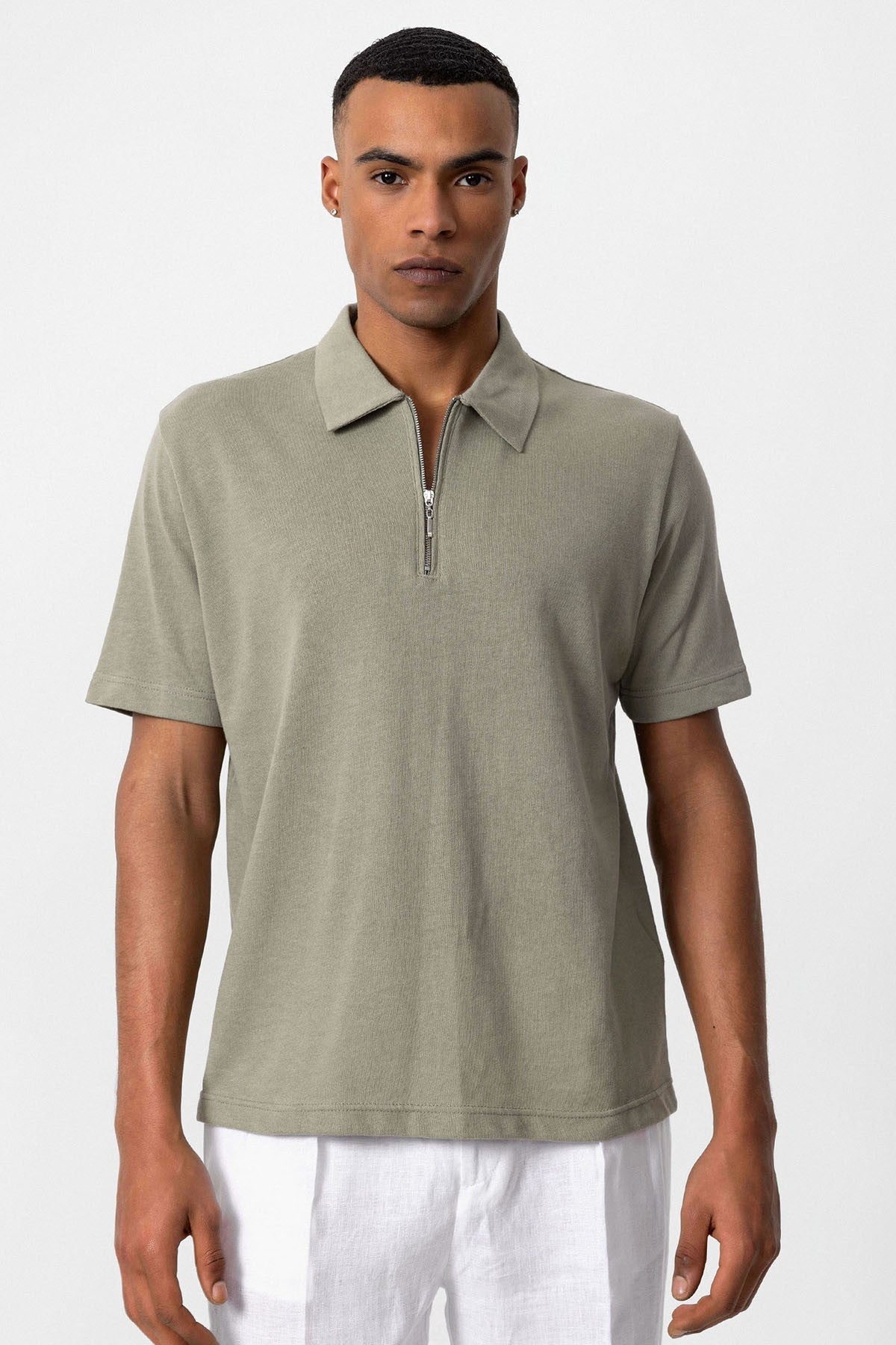 Antioch Polo-Neck Zipper Men's T-Shirt