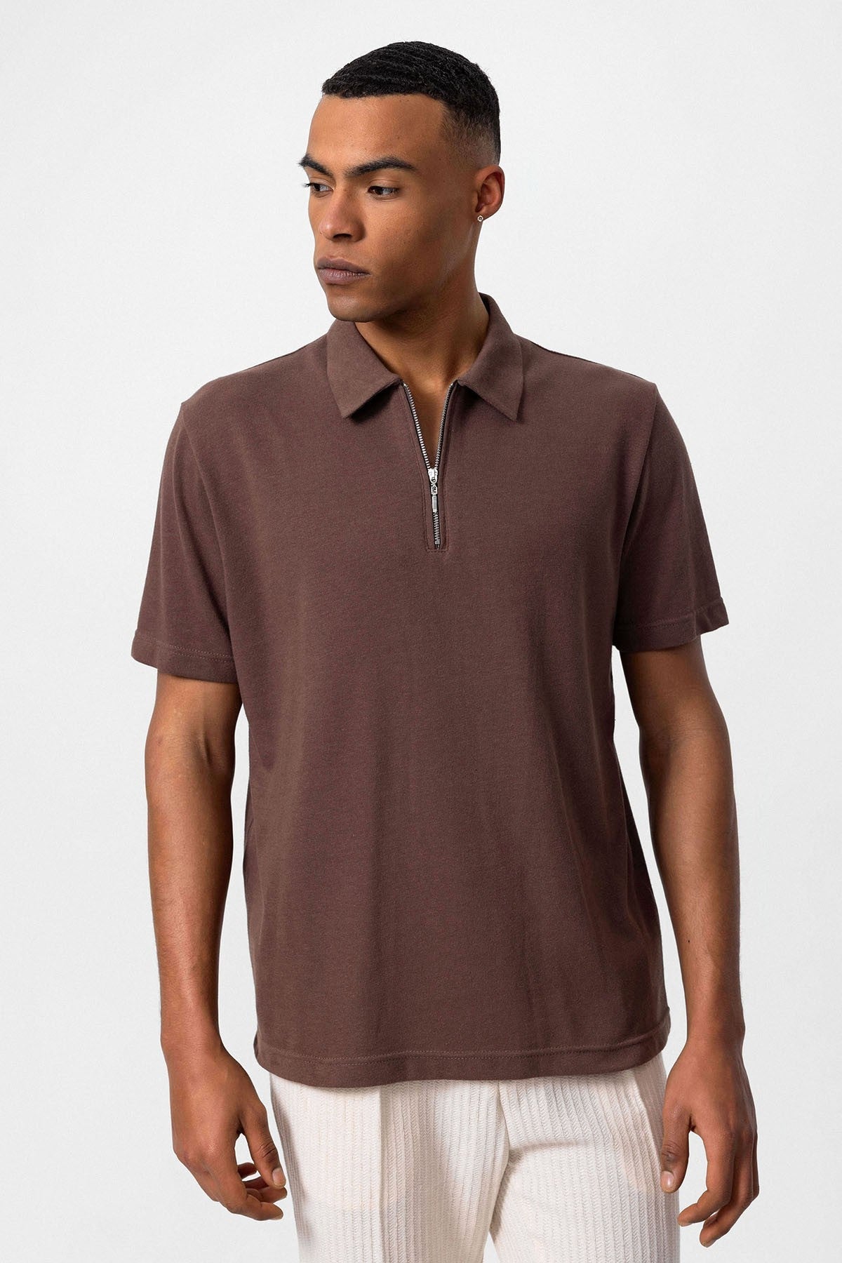 Antioch Polo-Neck Zipper Men's T-Shirt