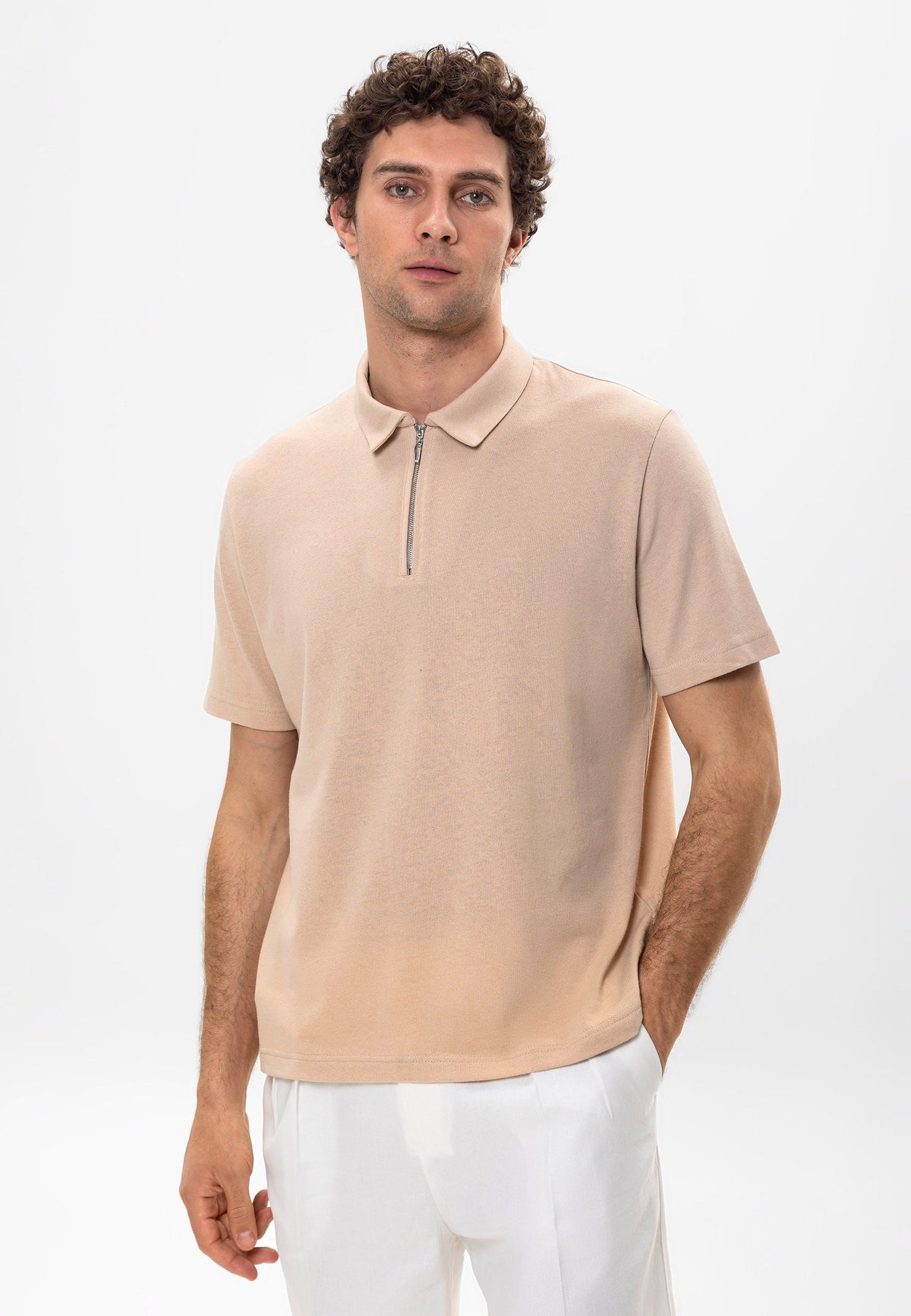Antioch Polo-Neck Zipper Men's T-Shirt