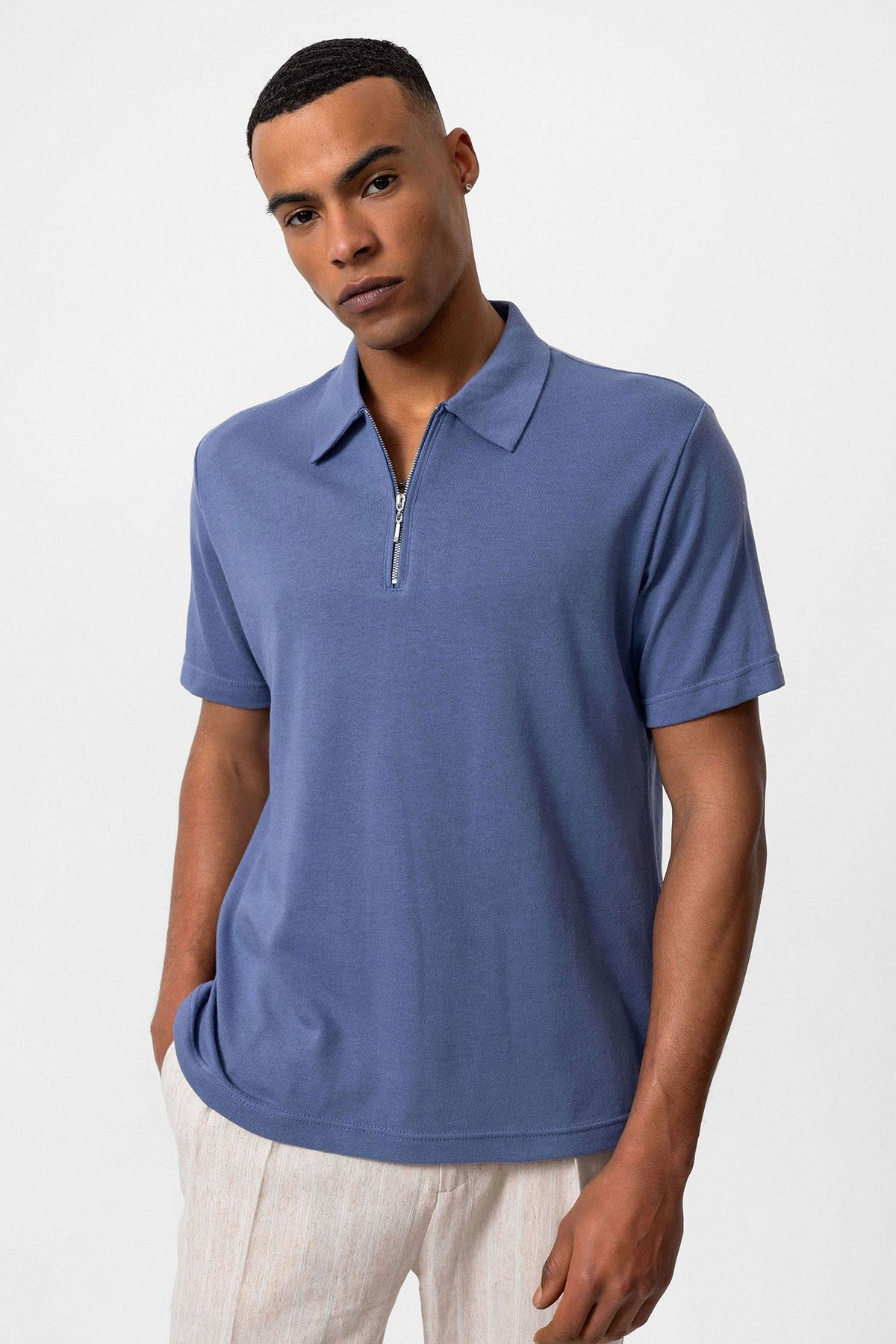 Antioch Polo-Neck Zipper Men's T-Shirt