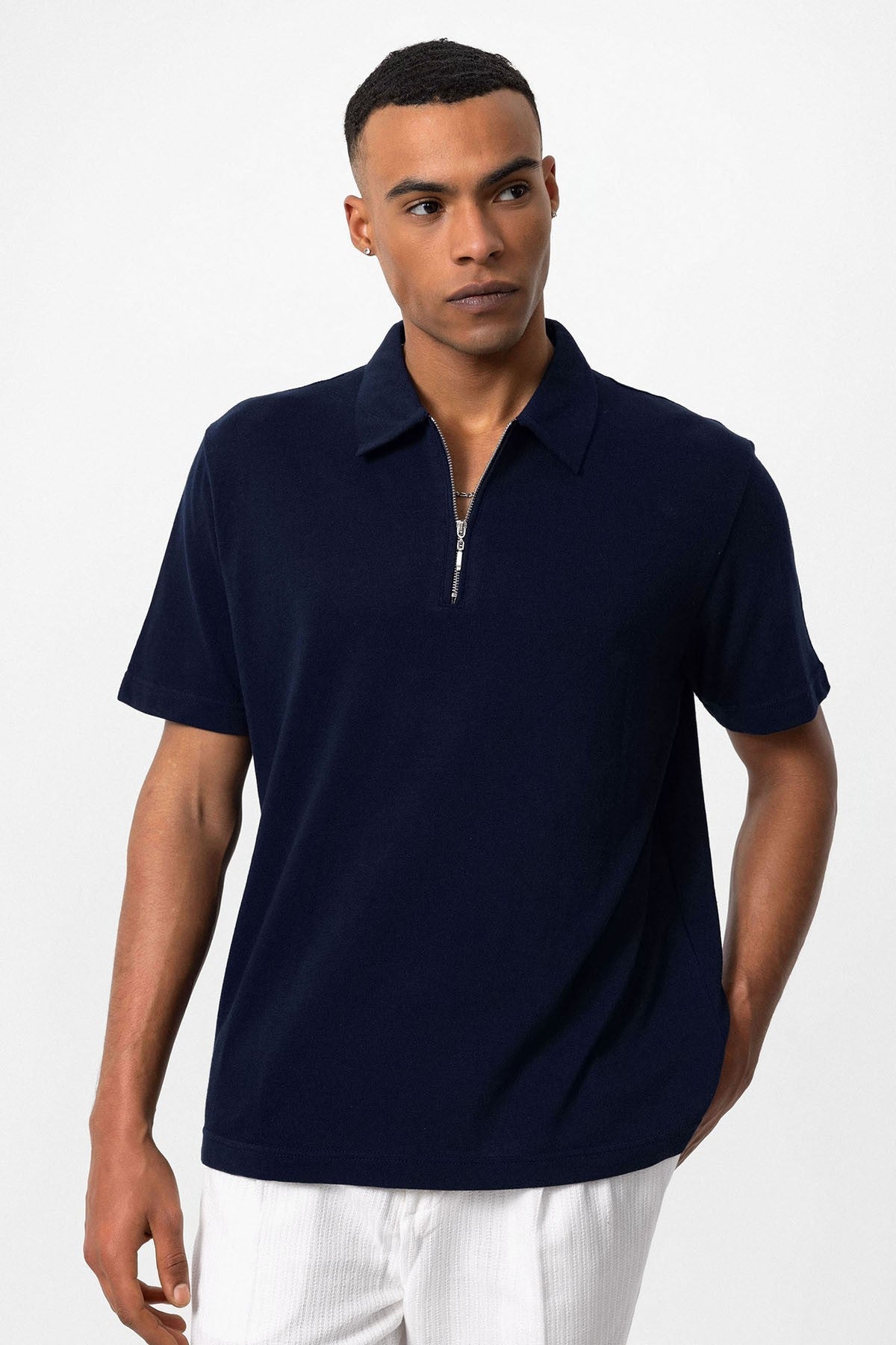 Antioch Polo-Neck Zipper Men's T-Shirt