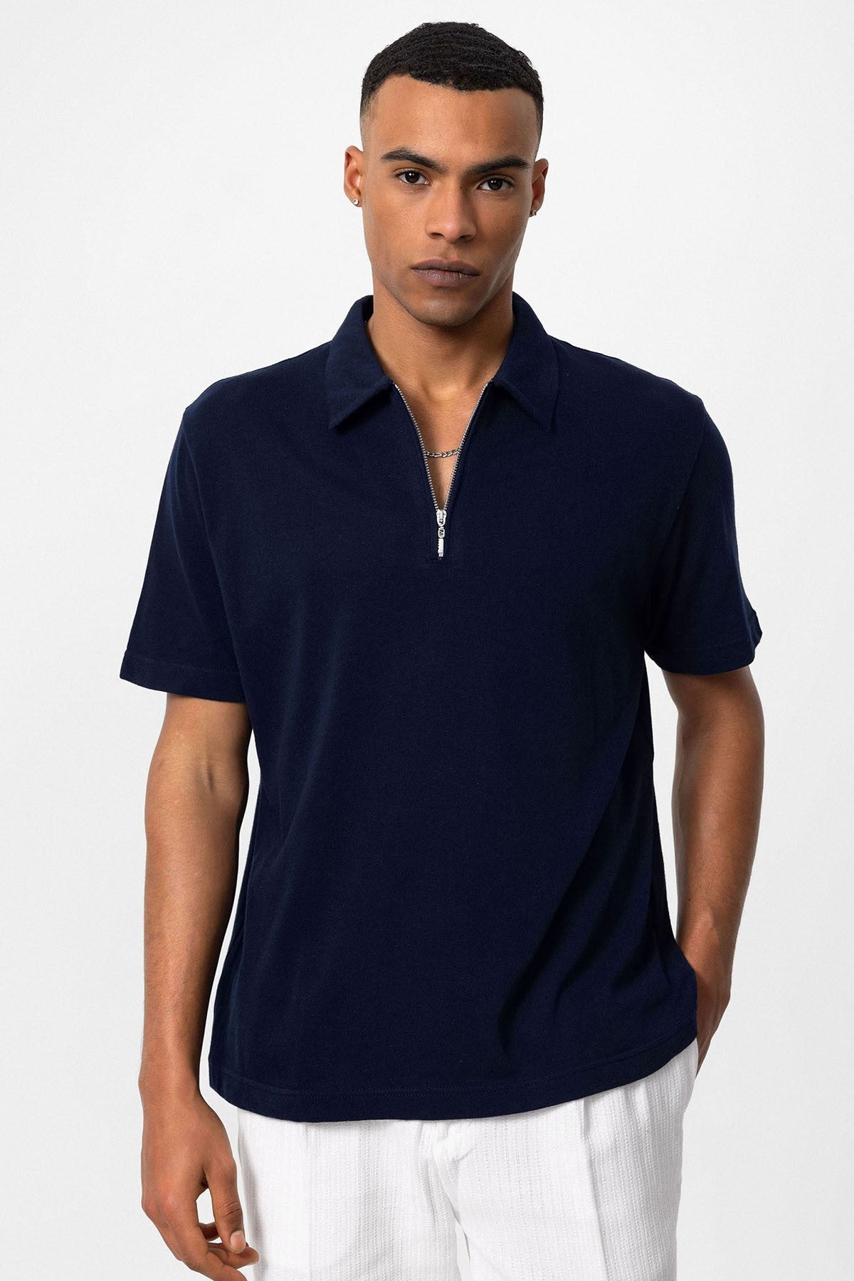 Antioch Polo-Neck Zipper Men's T-Shirt