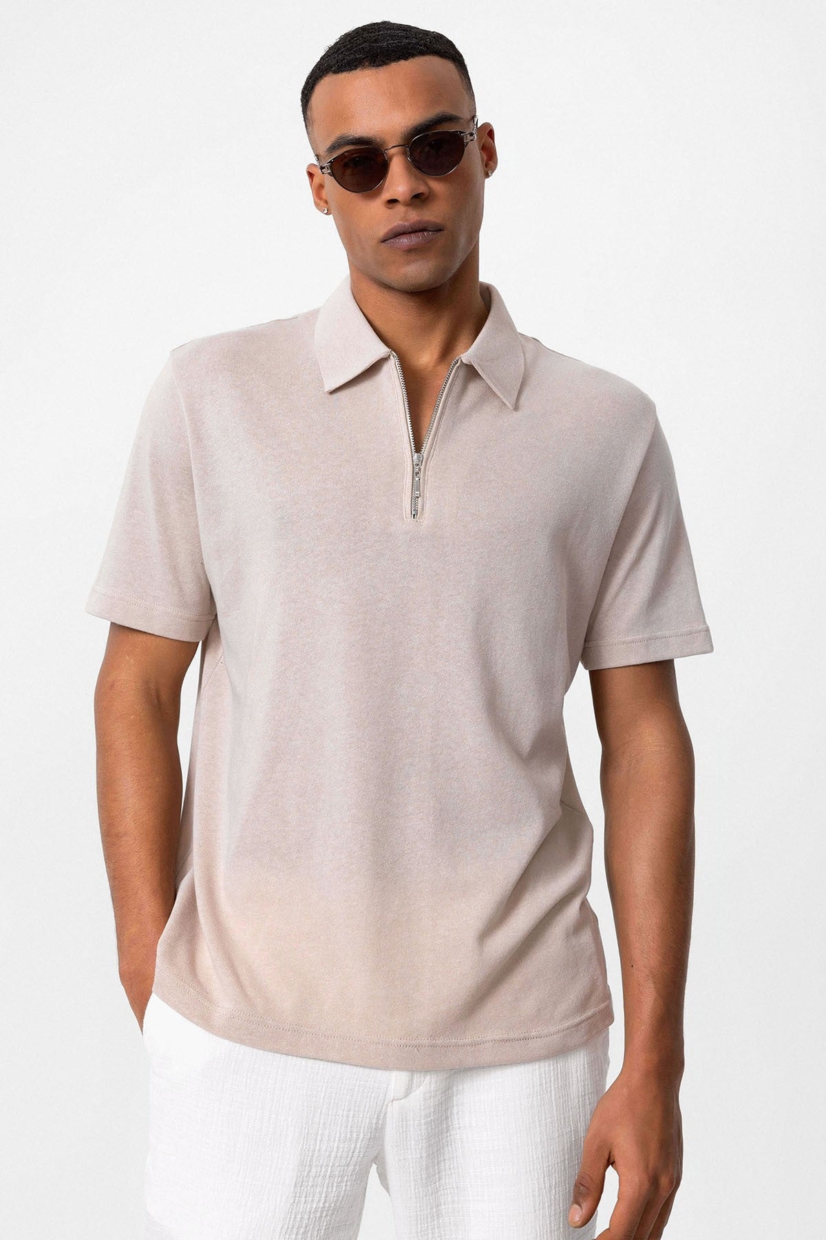 Antioch Polo-Neck Zipper Men's T-Shirt