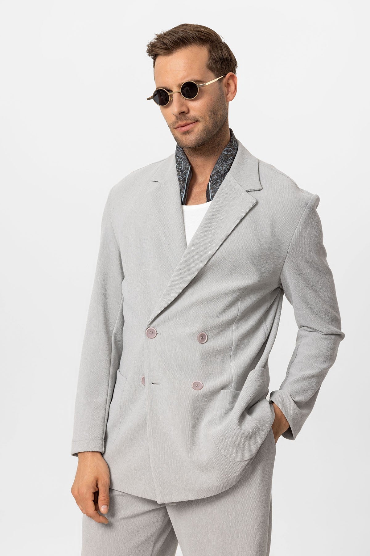 Antioch Cross-Over Collar Relaxed-Fit Men's Suit