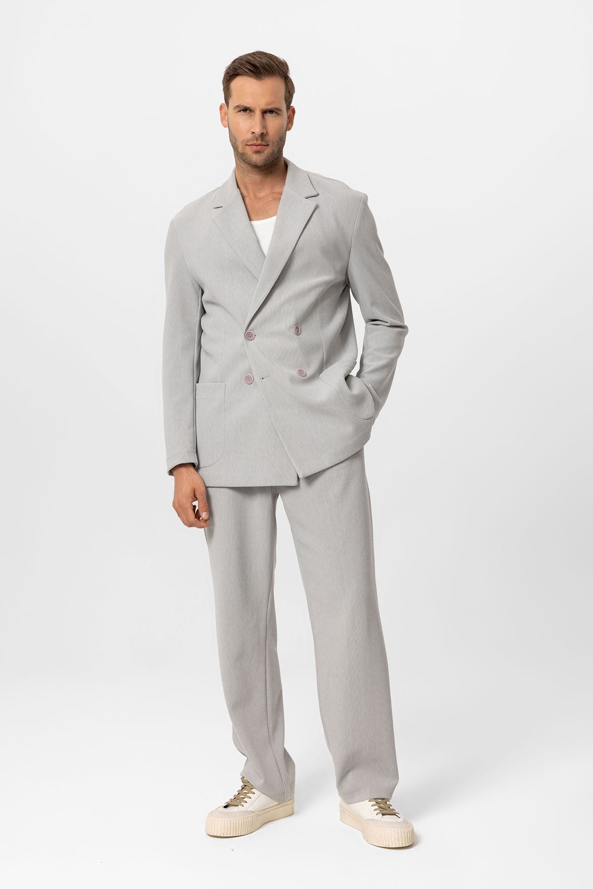 Antioch Cross-Over Collar Relaxed-Fit Men's Suit