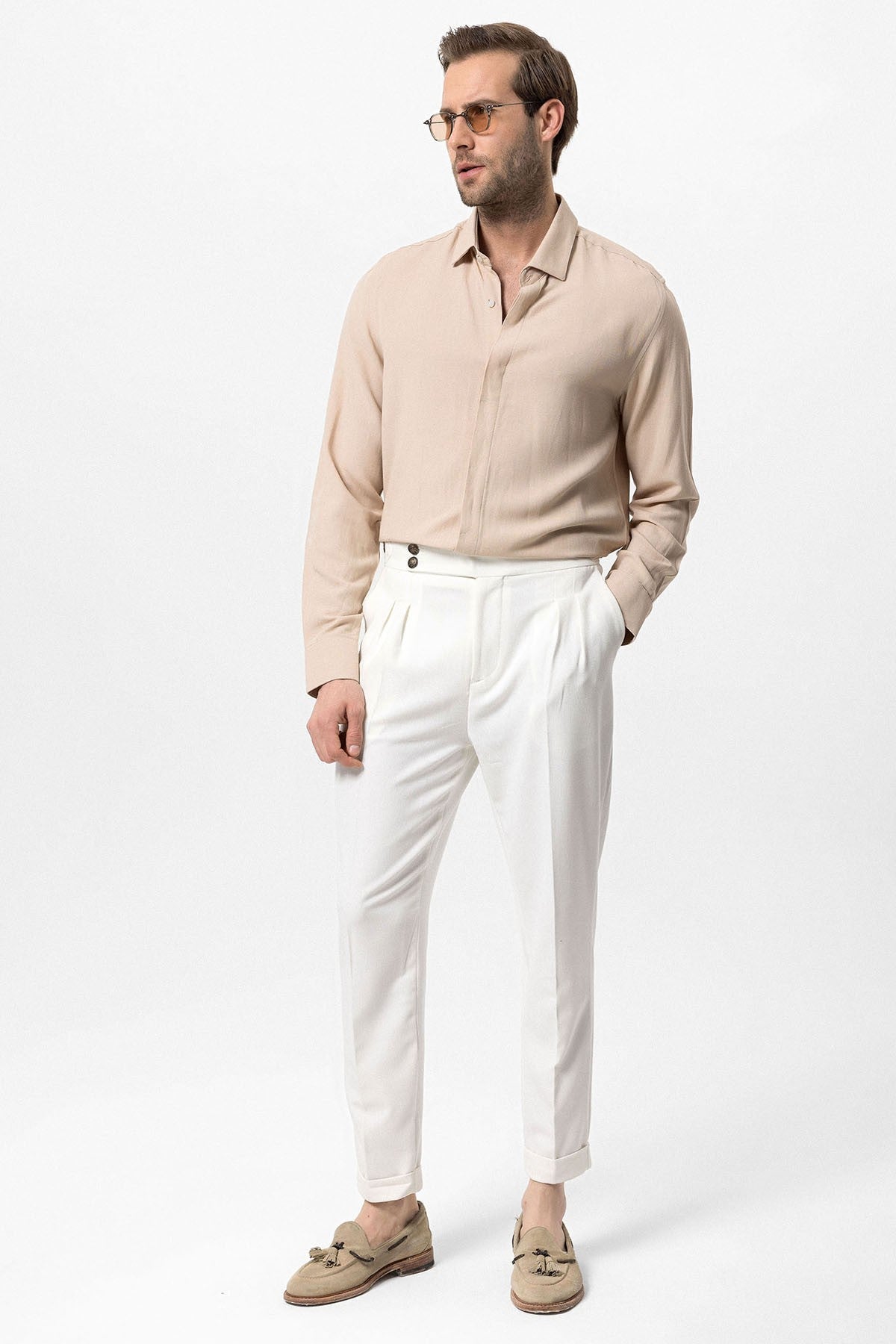 Antioch Hidden-Button Linen-Blend Men's Shirt