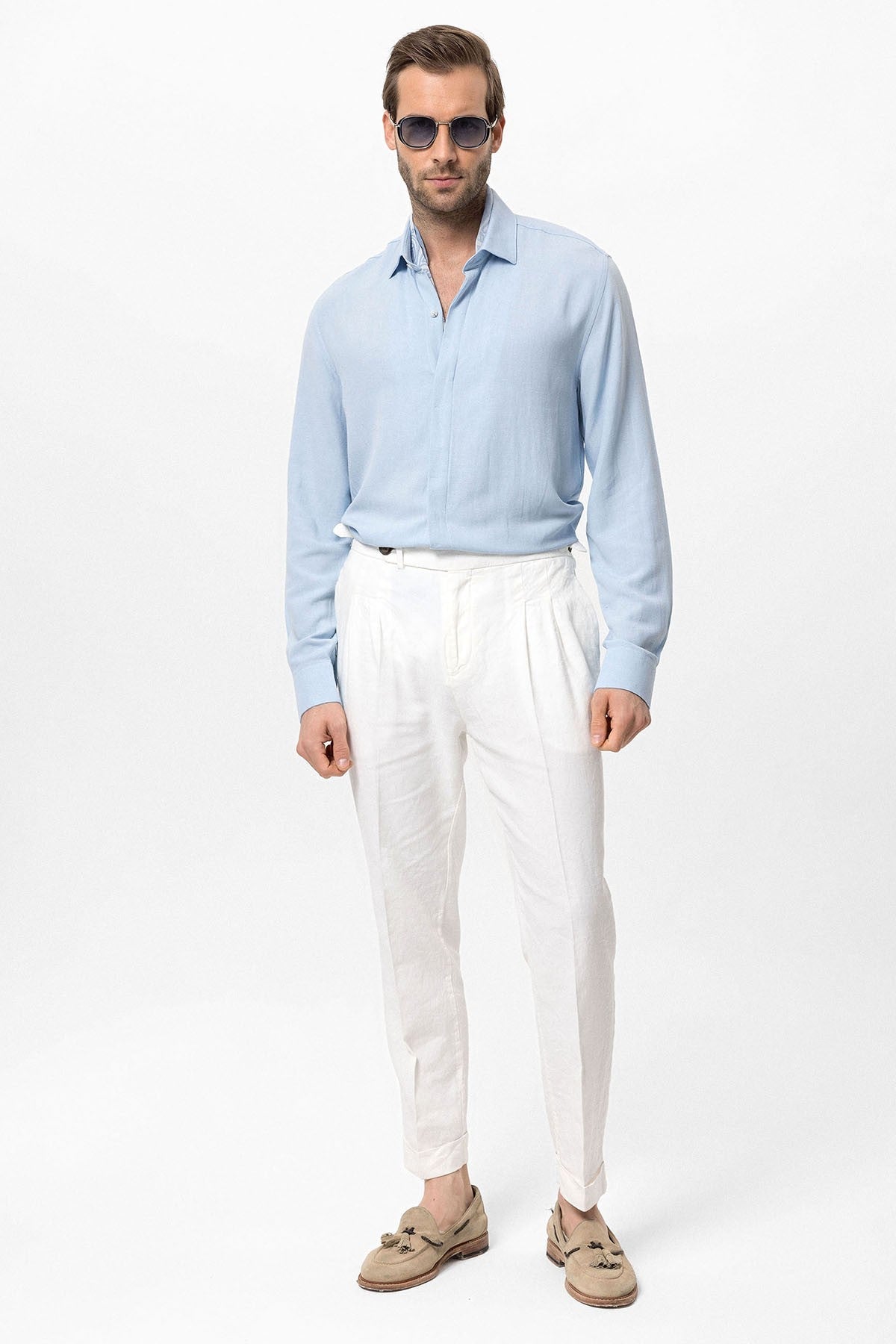 Antioch Hidden-Button Linen-Blend Men's Shirt