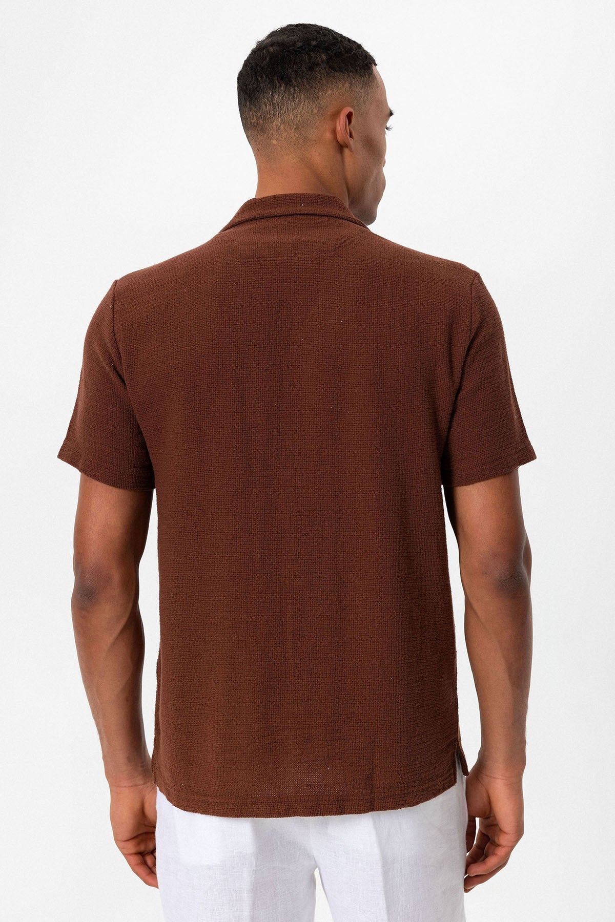 Antioch Men's Shirt with Apache Collar and Knitted Texture