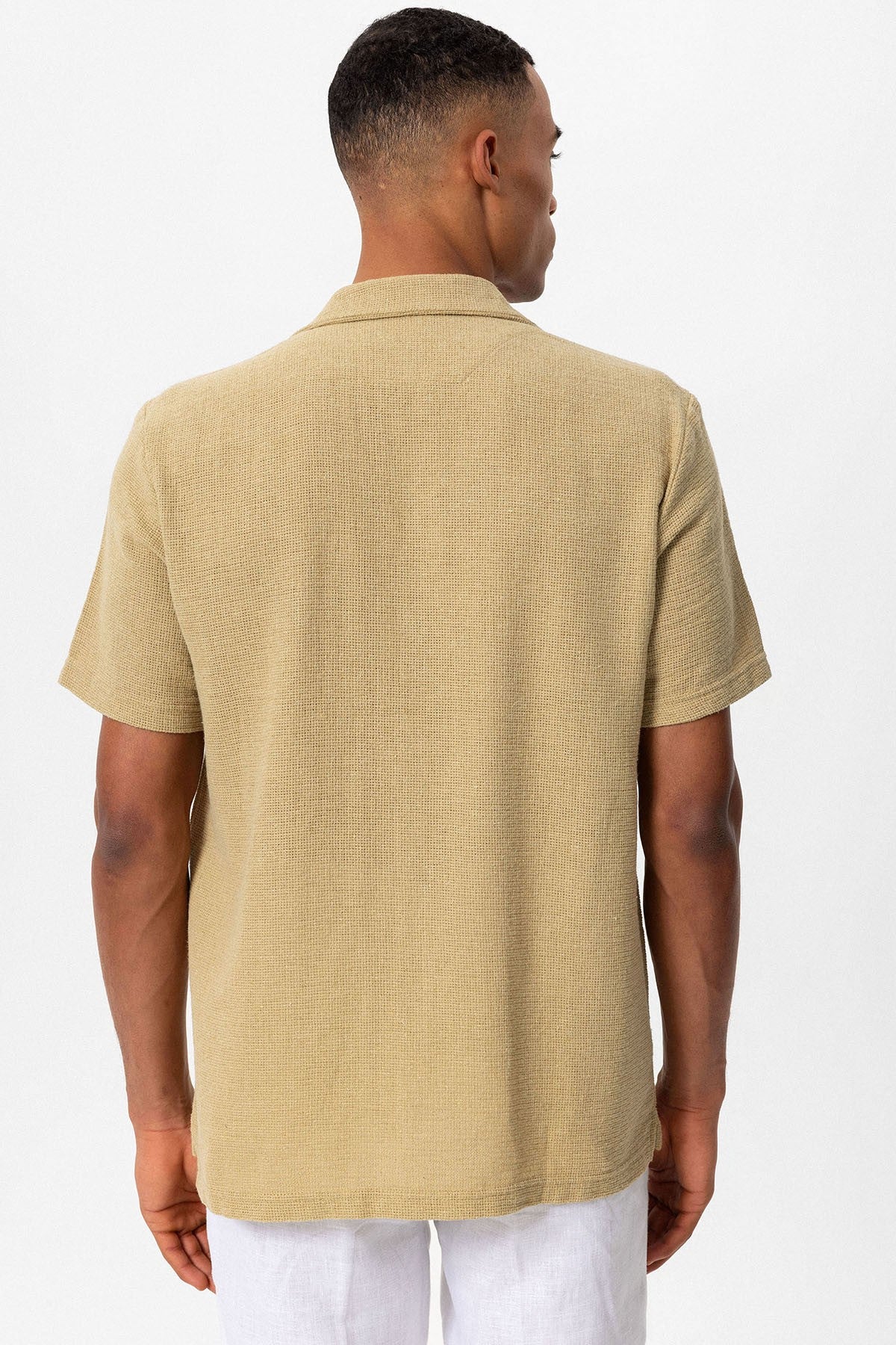 Antioch Men's Shirt with Apache Collar and Knitted Texture