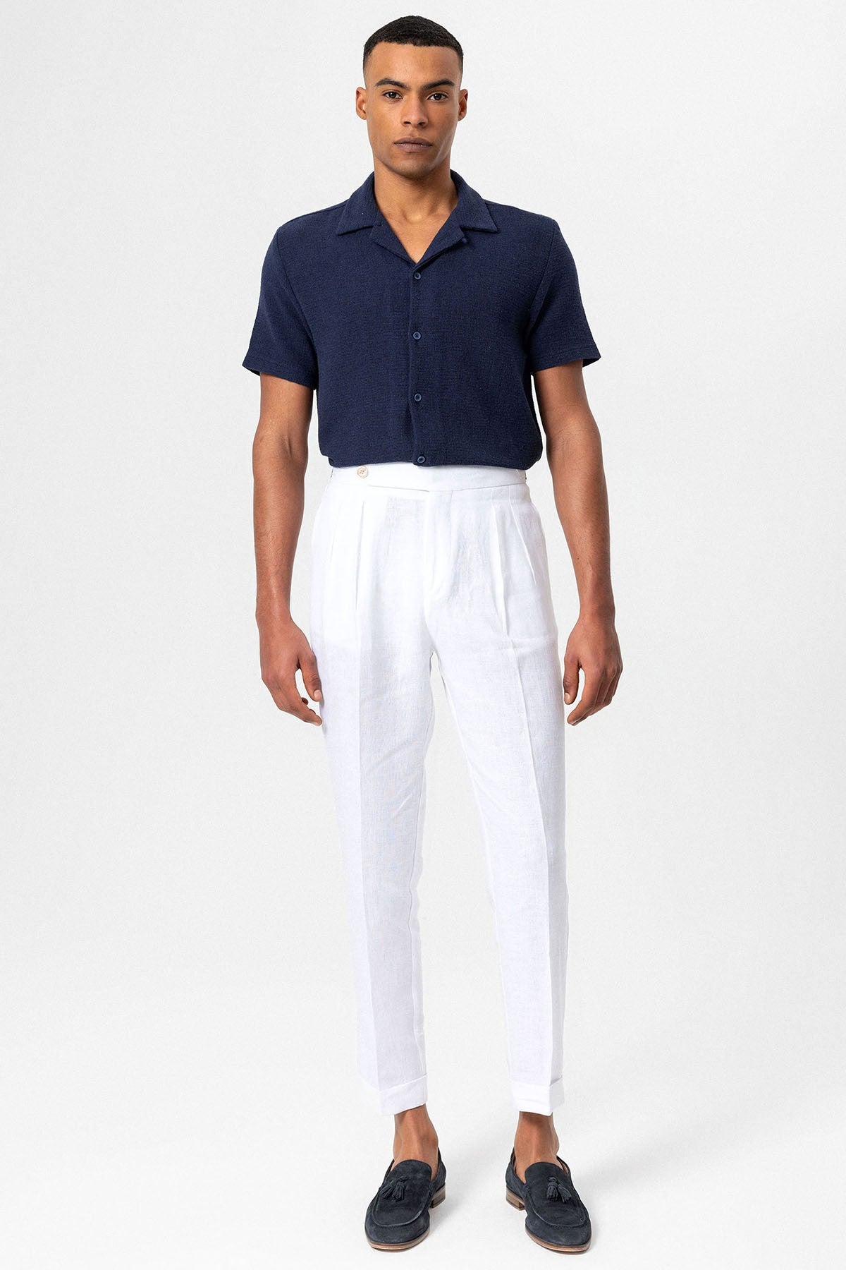 Antioch Men's Shirt with Apache Collar and Knitted Texture