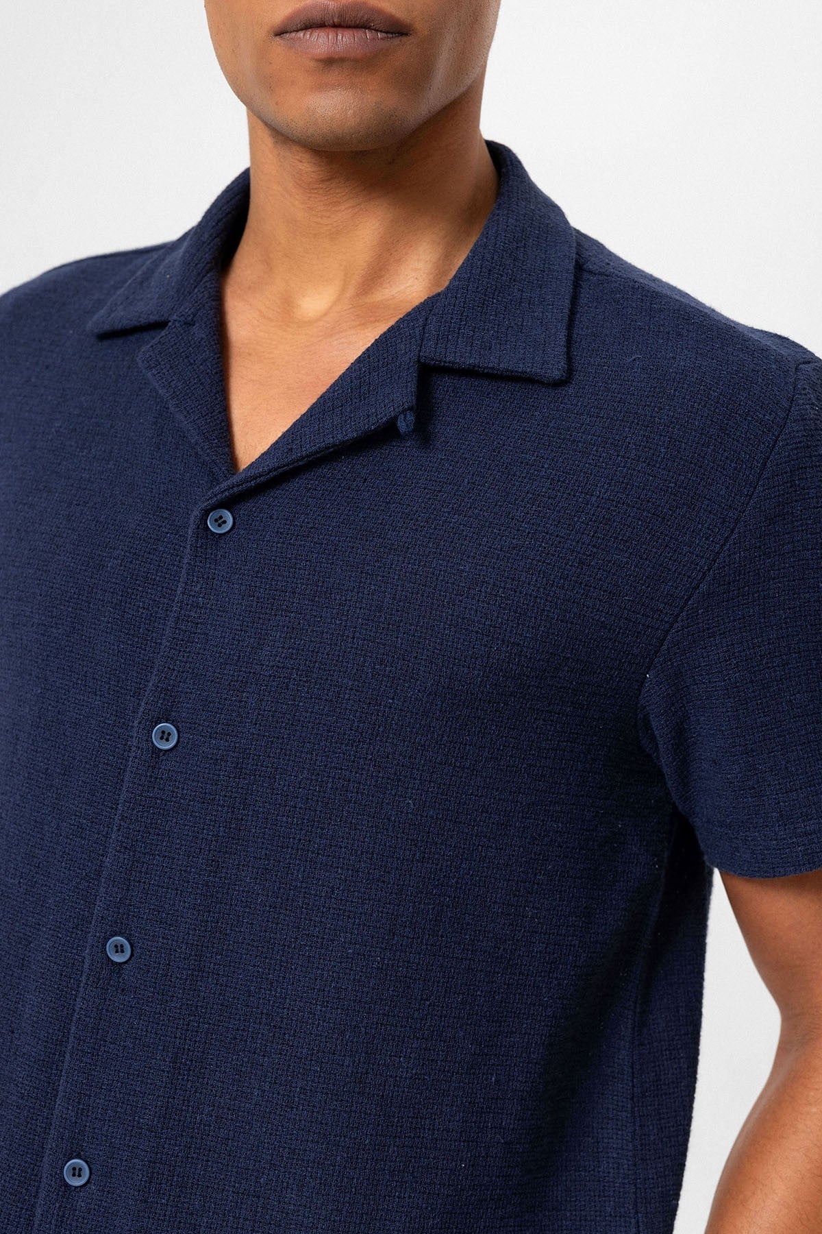Antioch Men's Shirt with Apache Collar and Knitted Texture