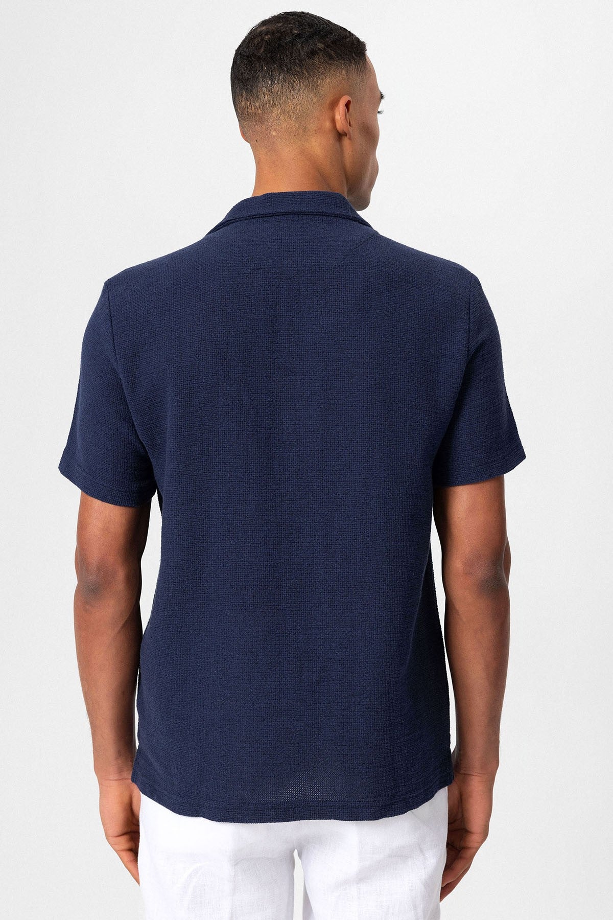 Antioch Men's Shirt with Apache Collar and Knitted Texture