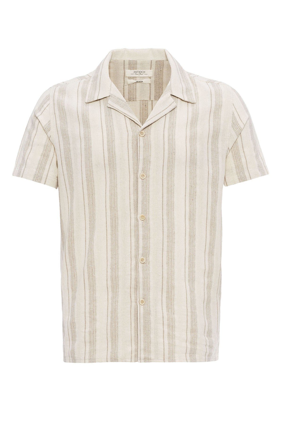 Antioch Short-Sleeved Striped Men's Shirt with a Polo Collar