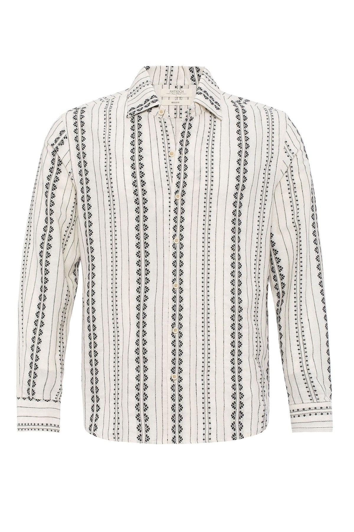 Antioch Long-Sleeved Men's Shirt with Ethnic Pattern