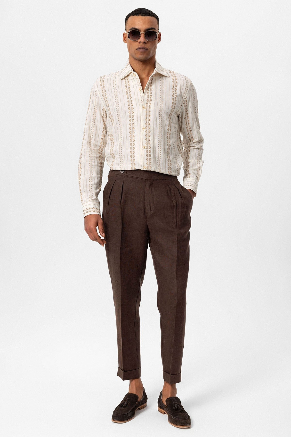 Antioch Long-Sleeved Men's Shirt with Ethnic Pattern