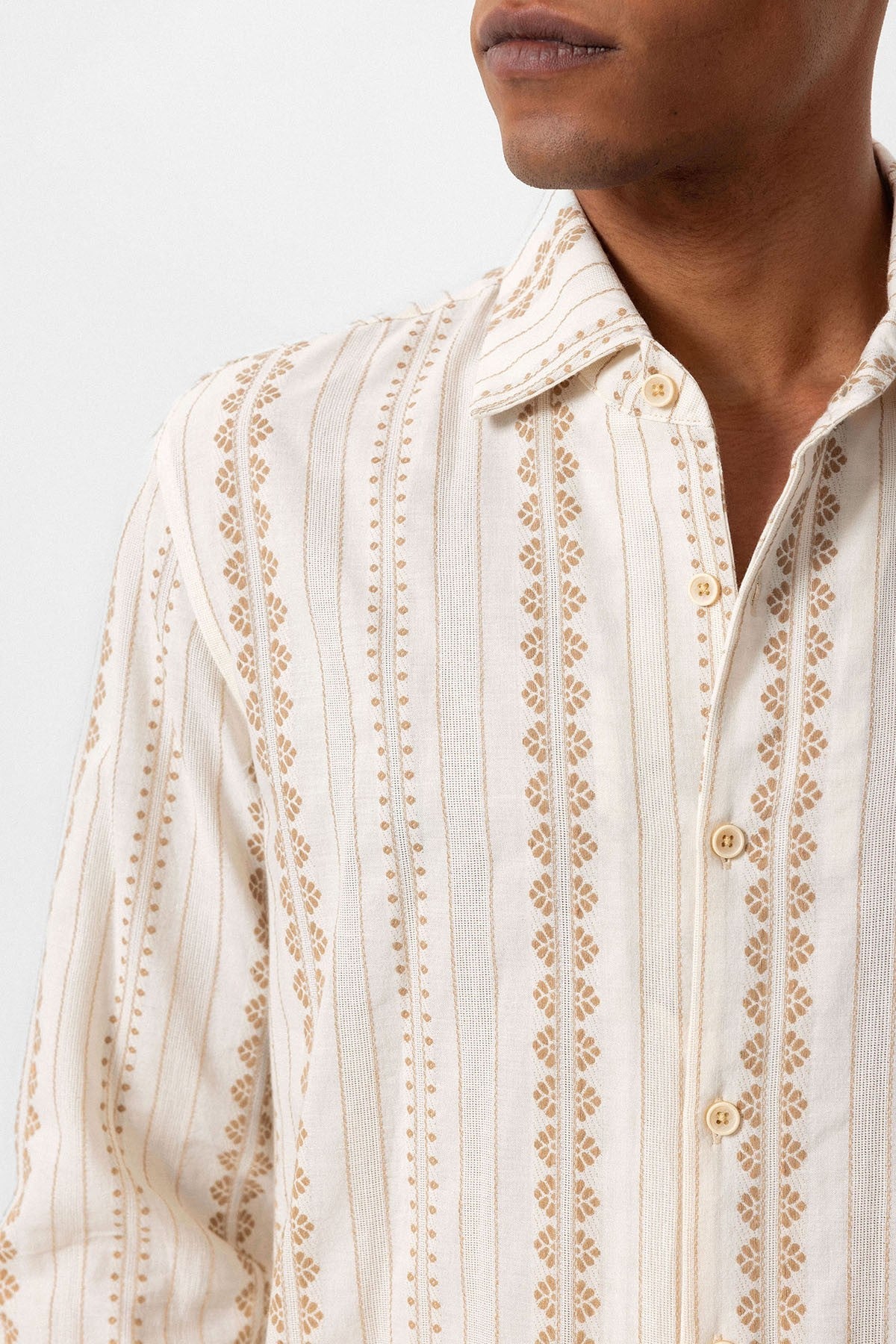 Antioch Long-Sleeved Men's Shirt with Ethnic Pattern