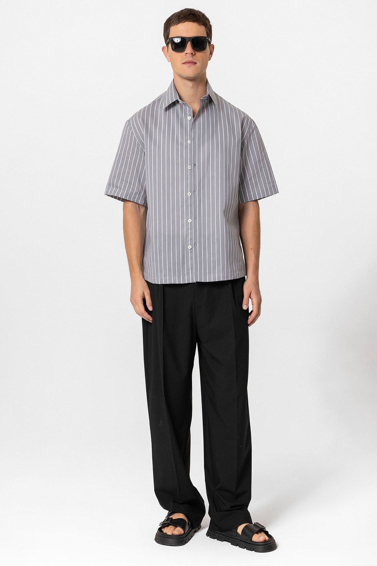 Antioch Oversized Short-Sleeve Striped Men's Shirt