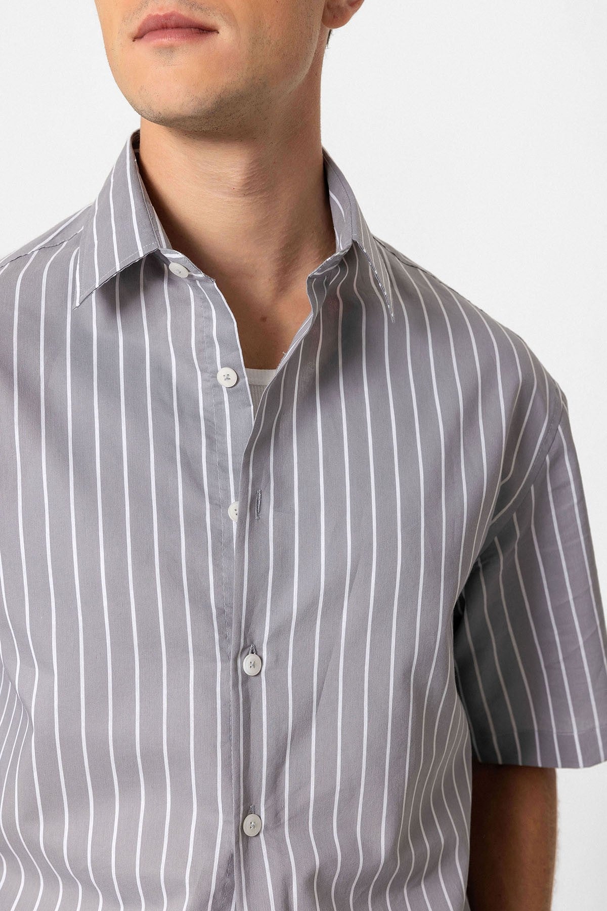 Antioch Oversized Short-Sleeve Striped Men's Shirt