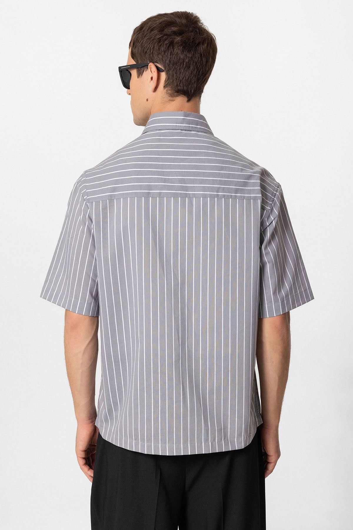 Antioch Oversized Short-Sleeve Striped Men's Shirt