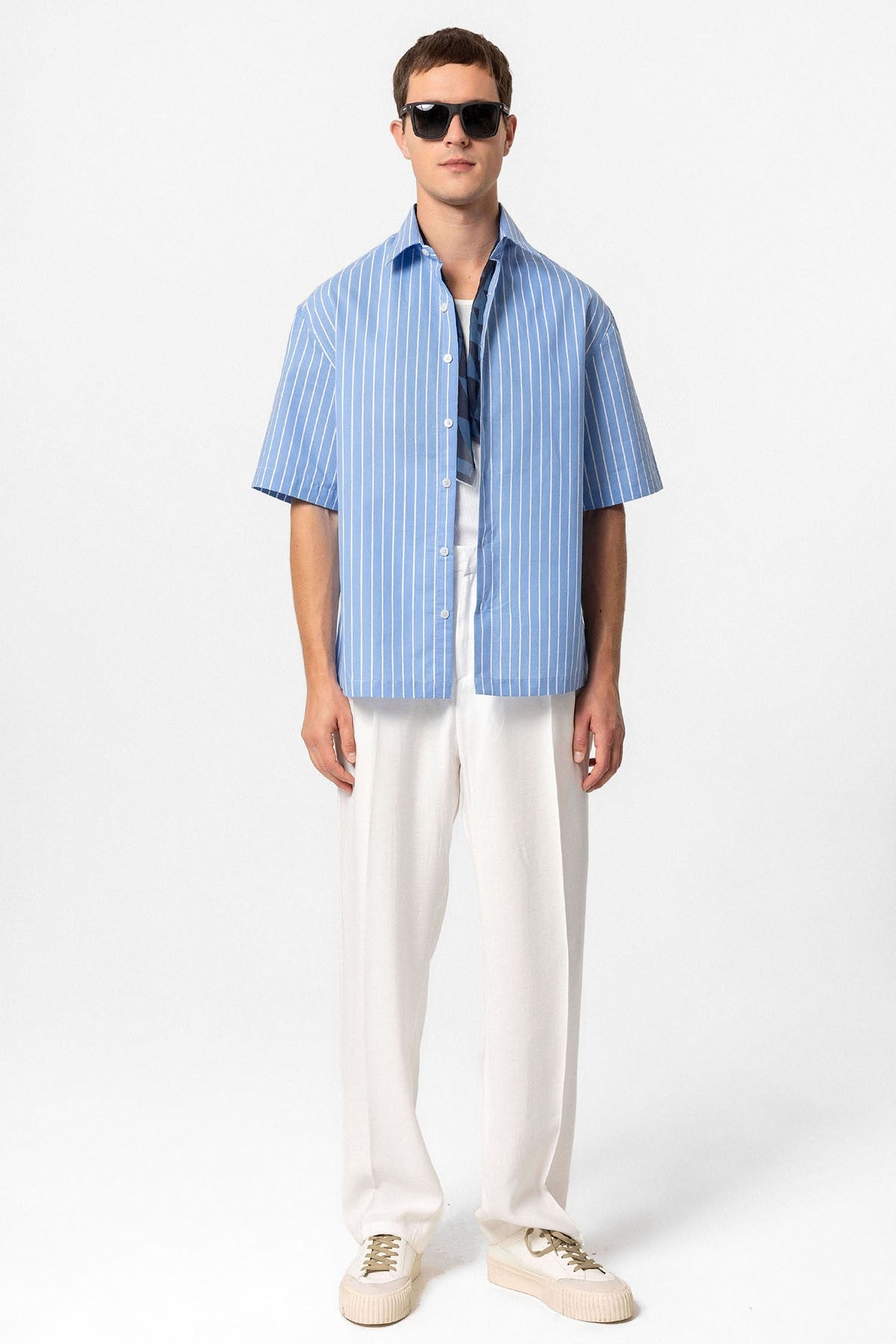 Antioch Oversized Short-Sleeve Striped Men's Shirt