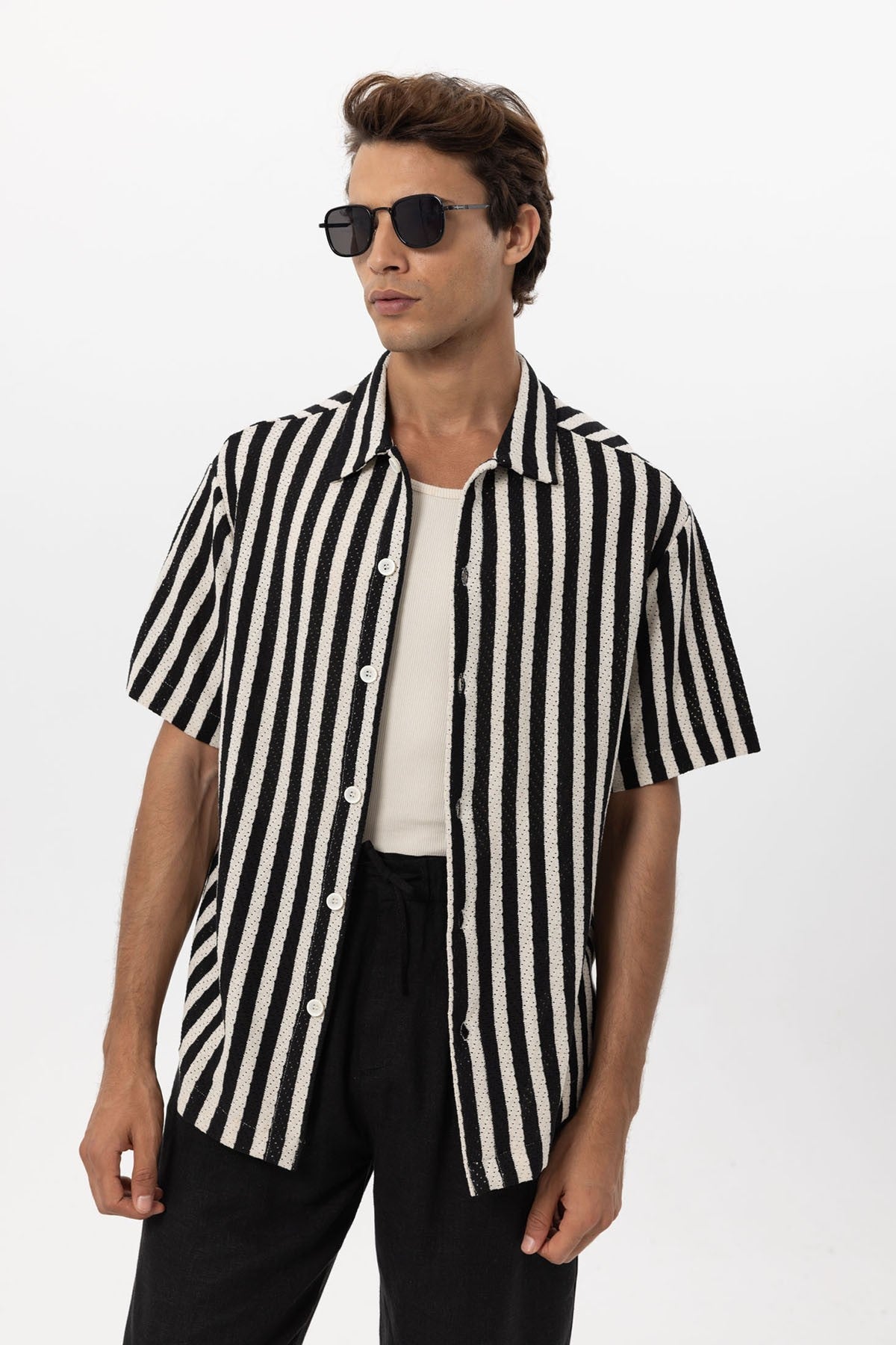 Antioch Oversized Openwork Striped Men's Shirt