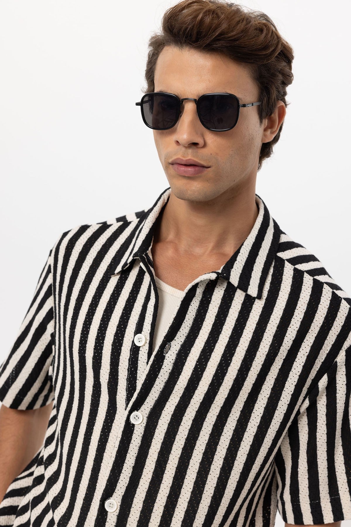 Antioch Oversized Openwork Striped Men's Shirt