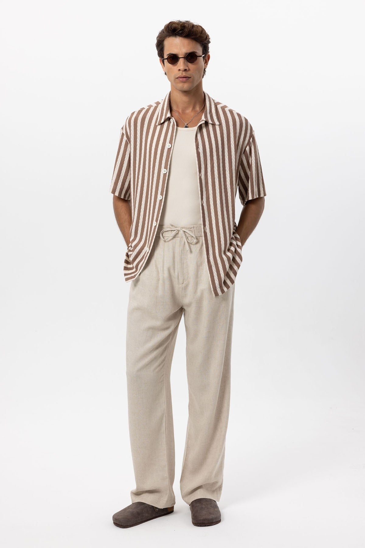 Antioch Oversized Openwork Striped Men's Shirt
