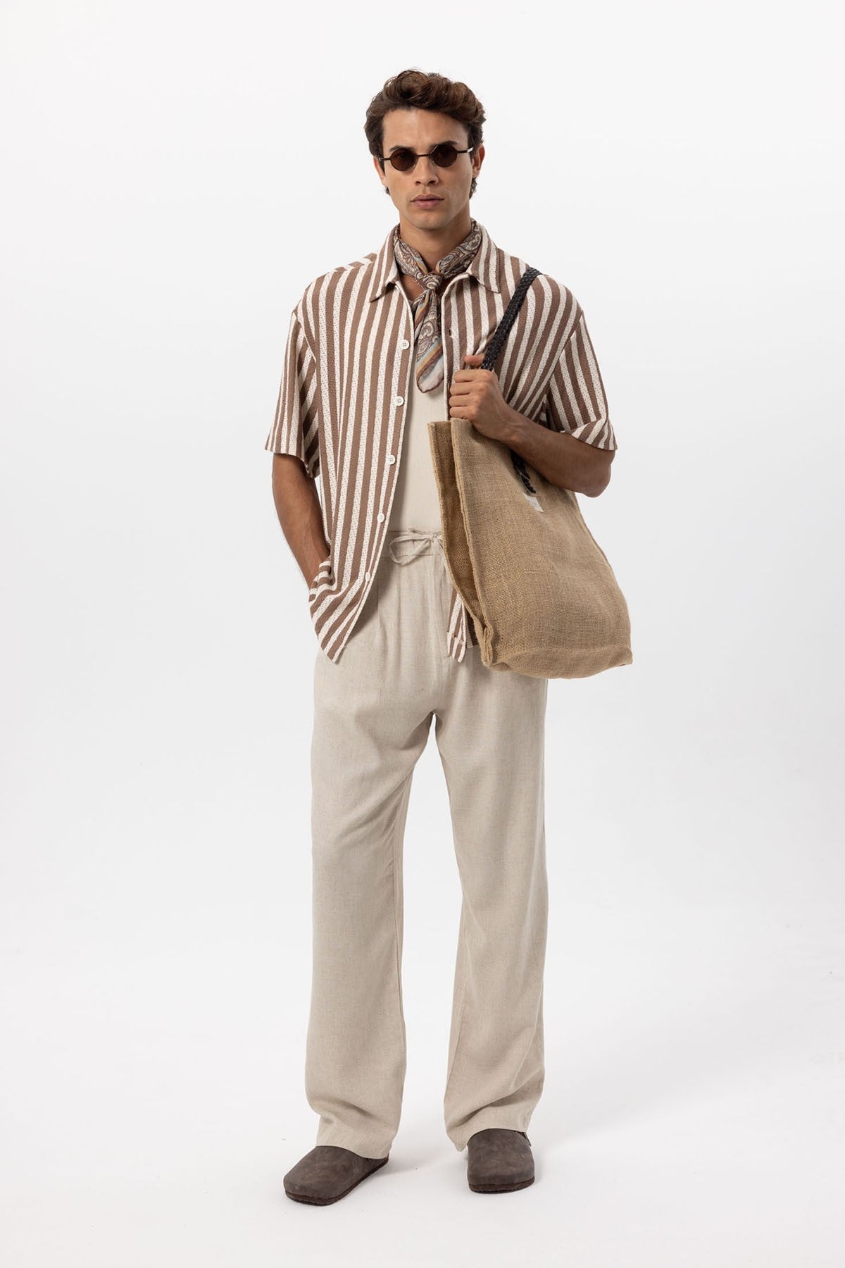 Antioch Oversized Openwork Striped Men's Shirt
