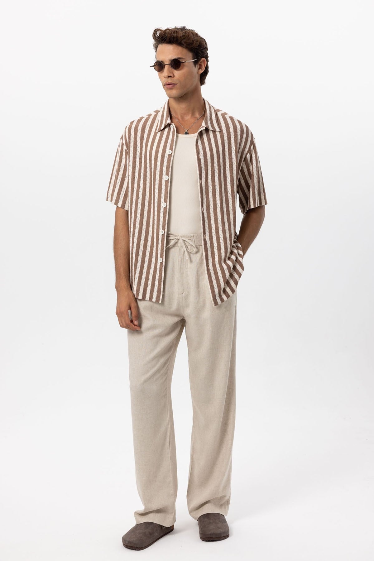 Antioch Oversized Openwork Striped Men's Shirt