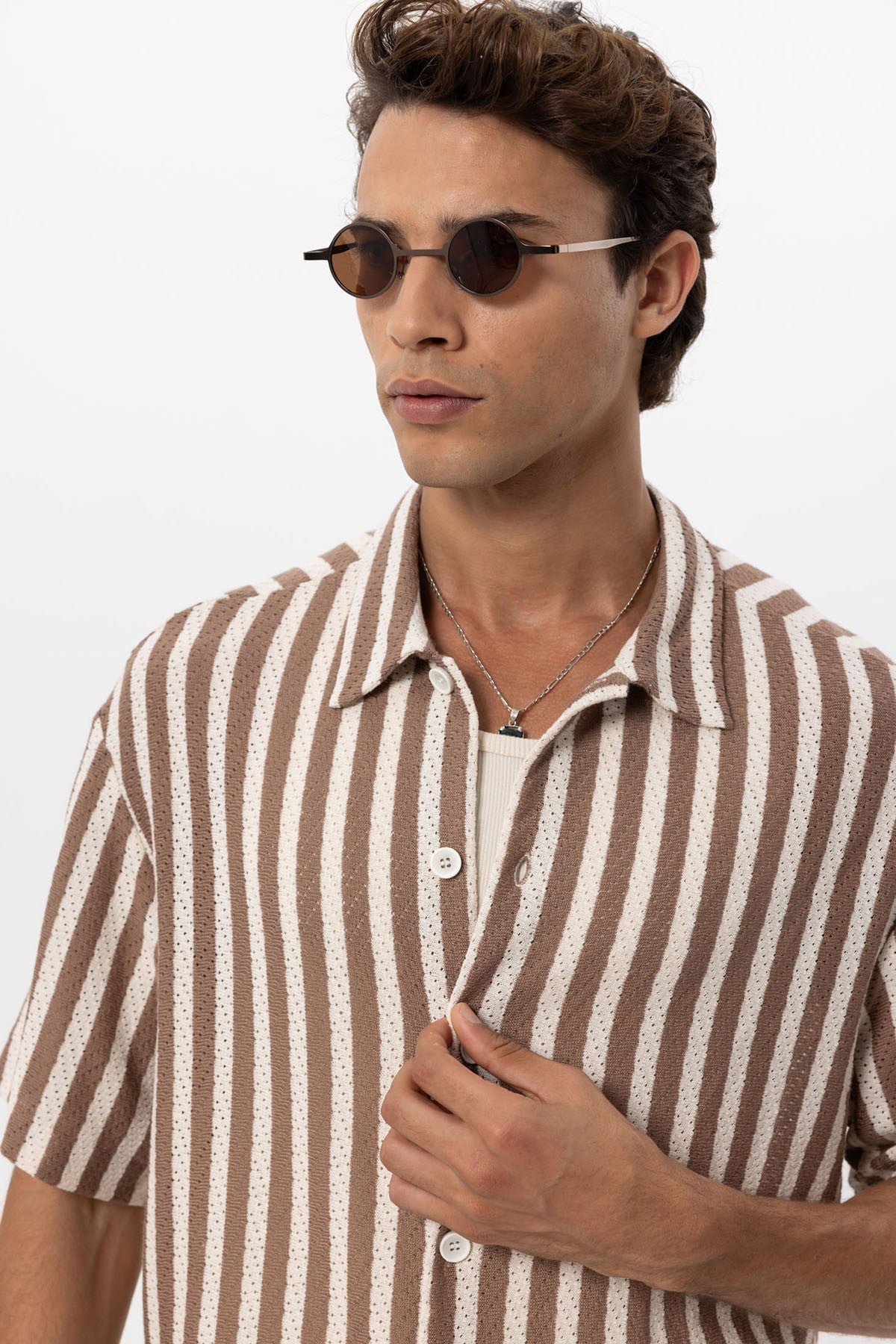 Antioch Oversized Openwork Striped Men's Shirt